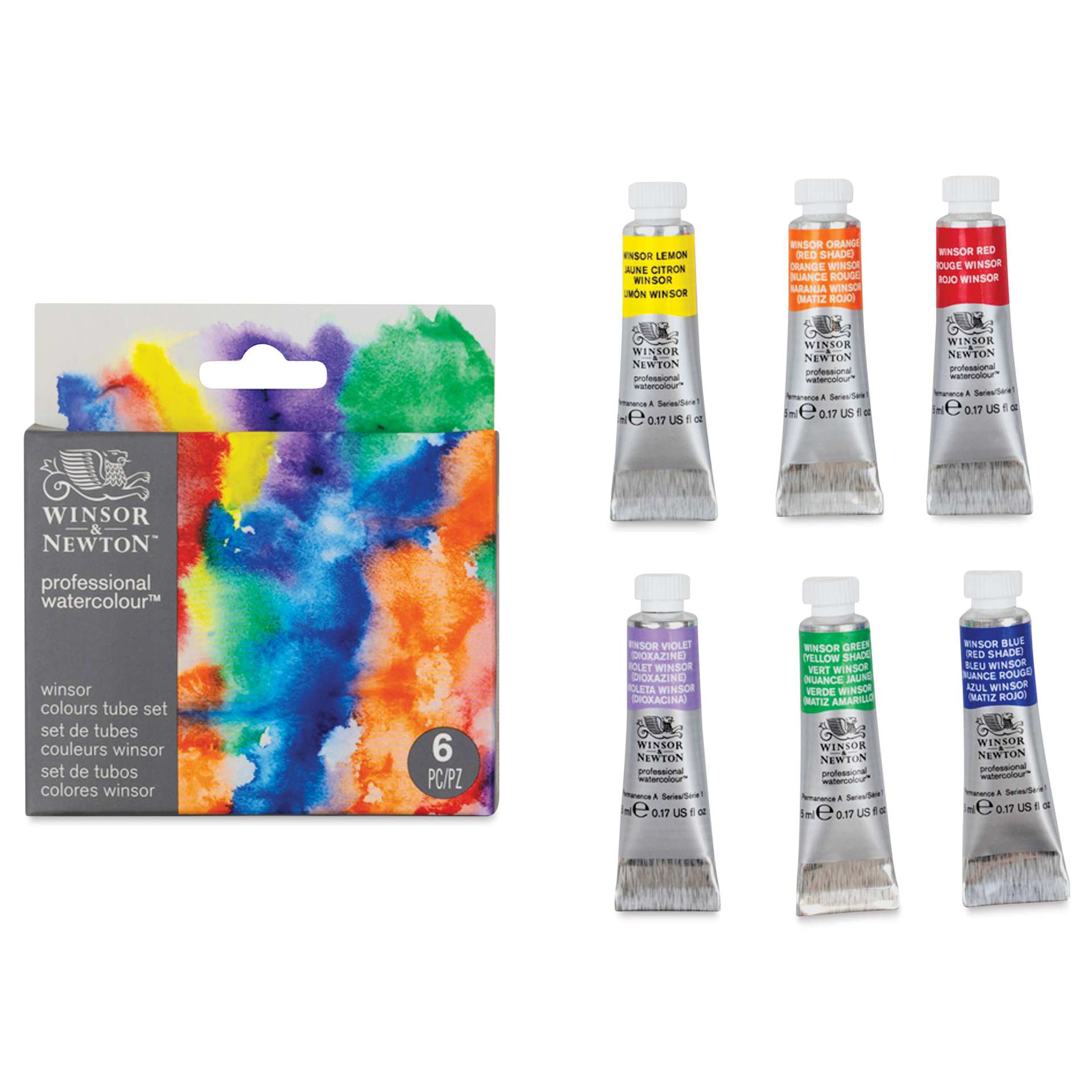 Winsor & Newton Professional Watercolor - Set of 6, Winsor Set, 5 ml - packaging and contents