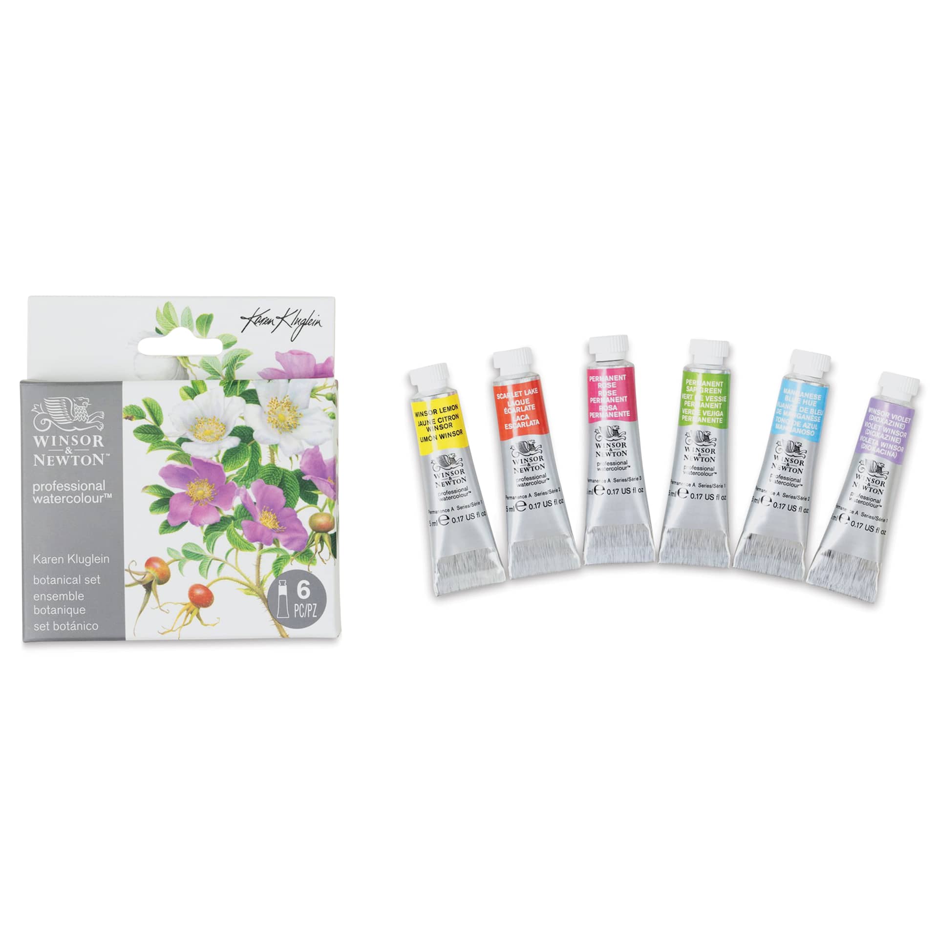 Winsor & Newton Professional Watercolors - Set of 6, Karen Klugein, 5 ml - packaging and contents