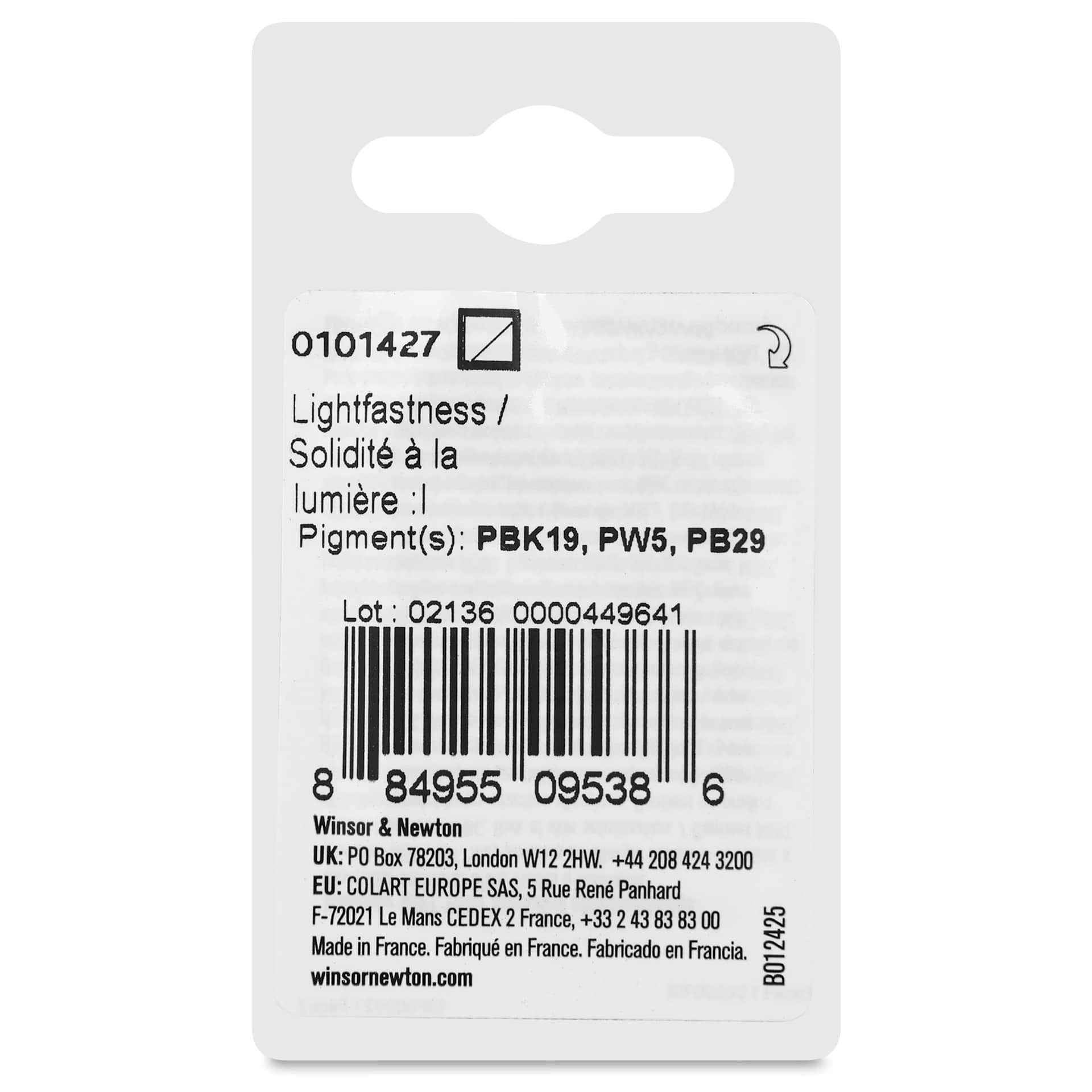Winsor & Newton Professional Watercolor - Mineral Gray, Half Pan back of package