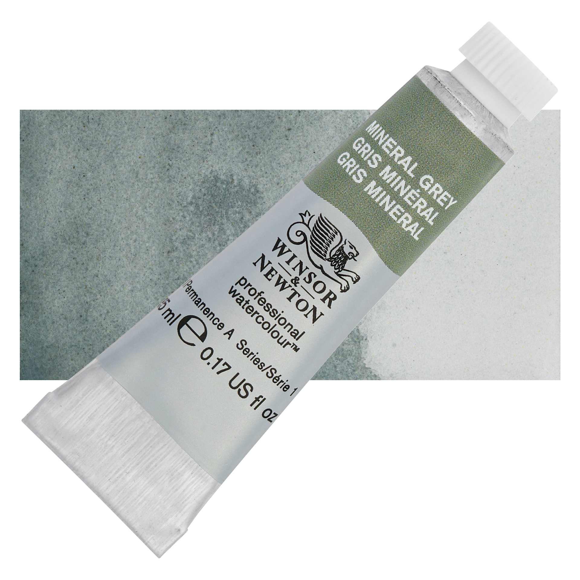 Winsor & Newton Professional Watercolor - Mineral Gray, 5 ml tube and swatch