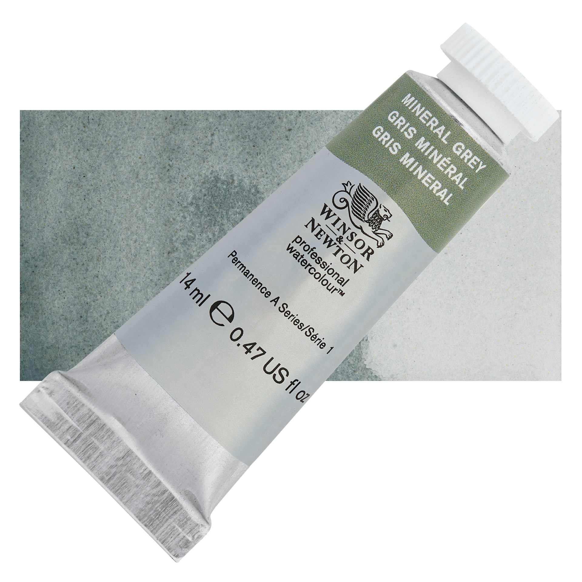 Winsor & Newton Professional Watercolor - Mineral Gray, 14 ml Tube and swatch