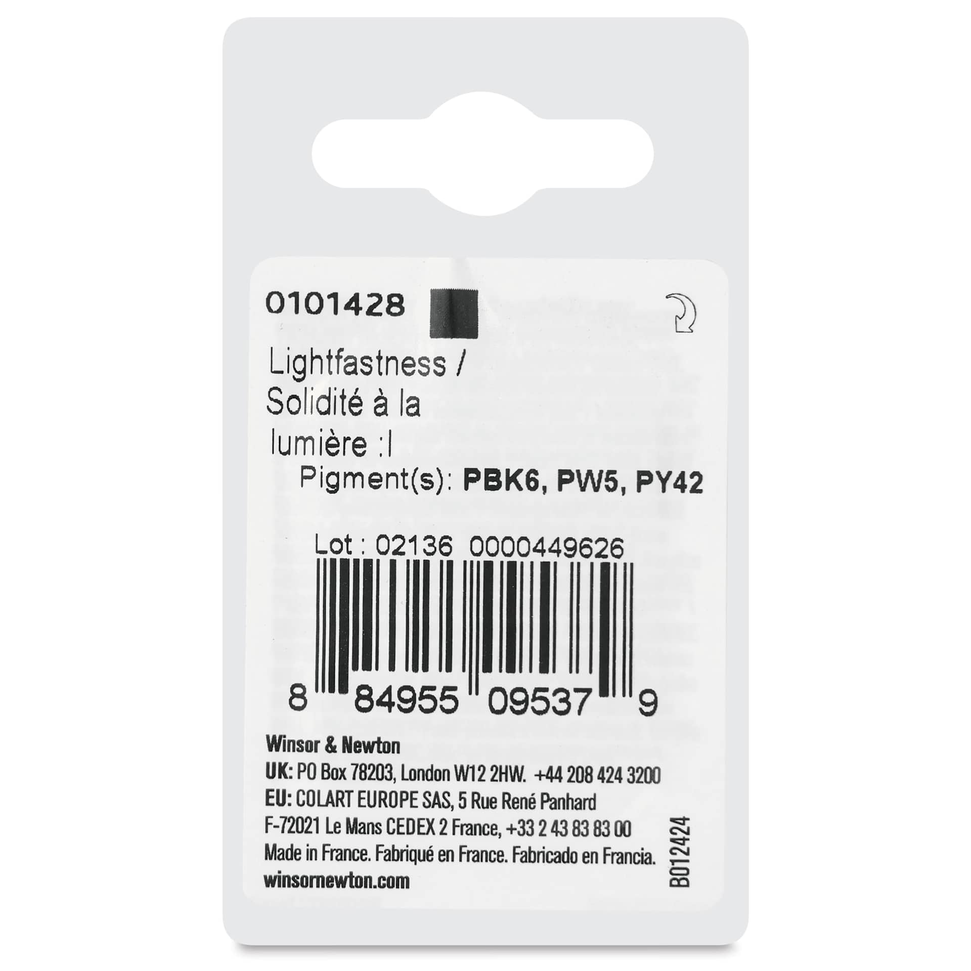 Winsor & Newton Professional Watercolor - Ostwald Gray, Half Pan back of package