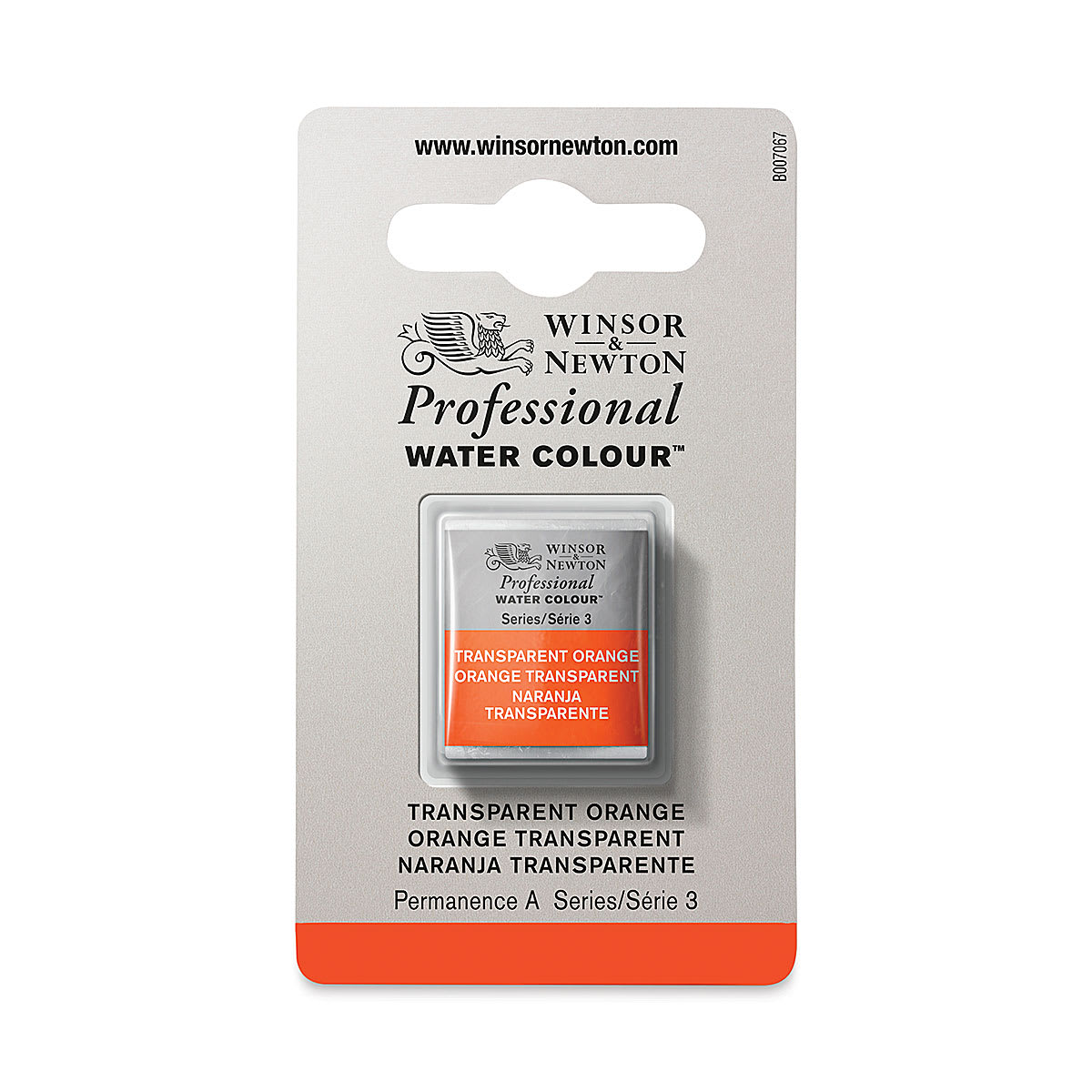 Winsor & Newton Professional Watercolor -Transparent Orange, Half Pan