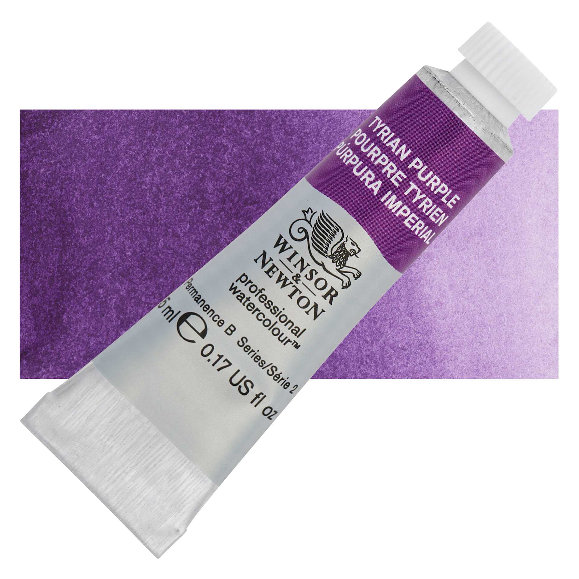 Winsor & Newton Professional Watercolor - Tyrian Purple, 5 ml tube and swatch