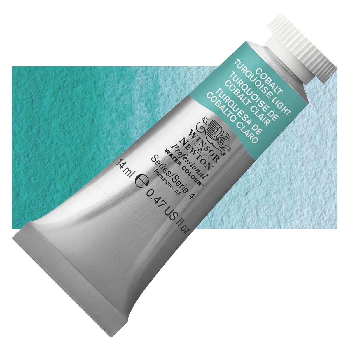 Winsor & Newton Professional Watercolor - Cobalt Turquoise Light, 14 ml Tube and swatch