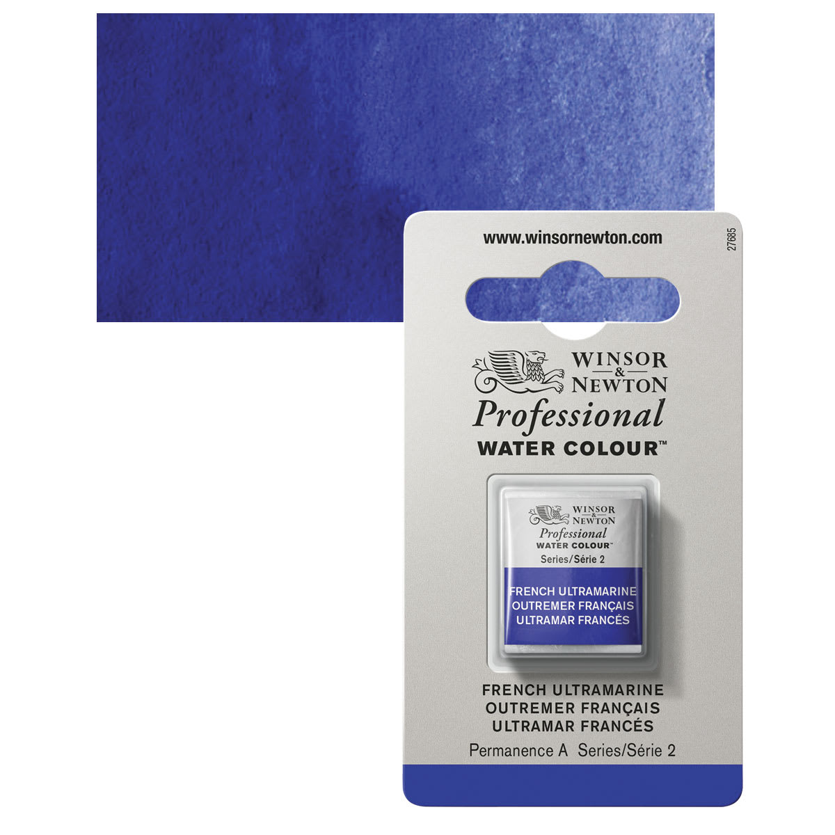 Winsor & Newton Professional Watercolor - French Ultramarine, Half Pan and swatch