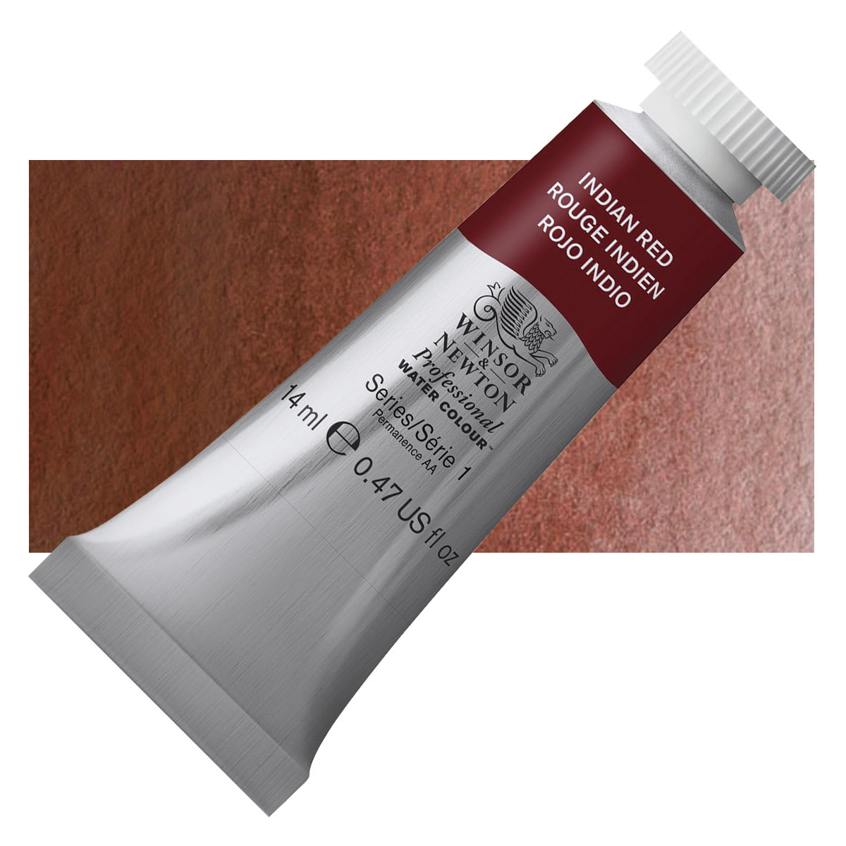 Winsor & Newton Professional Watercolor - Indian Red, 14 ml Tube and swatch
