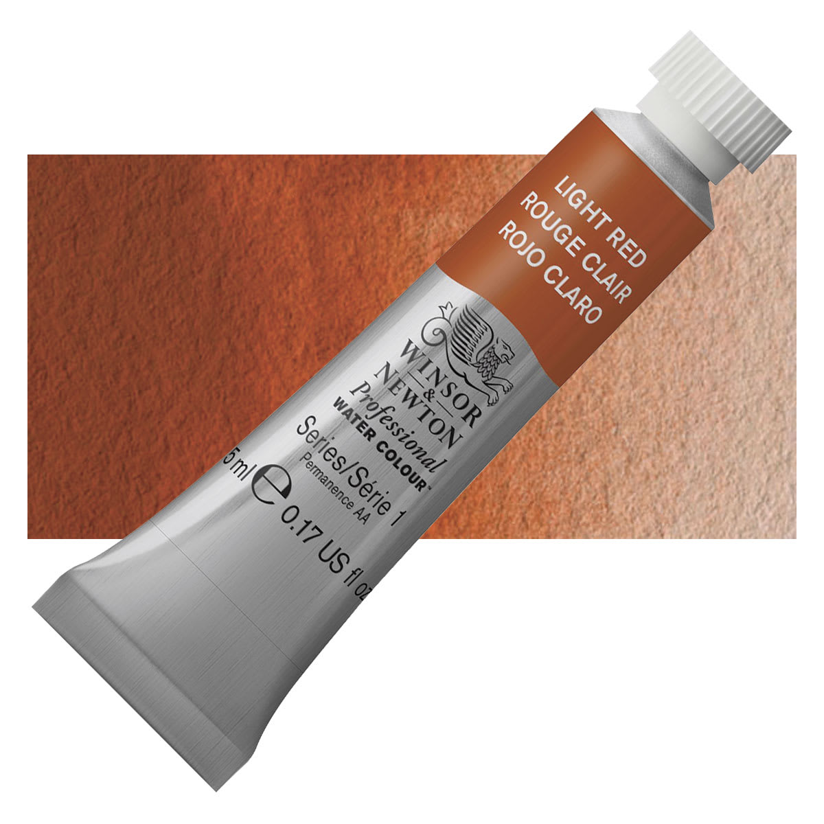 Winsor & Newton Professional Watercolor - Light Red, 5 ml Tube and swatch