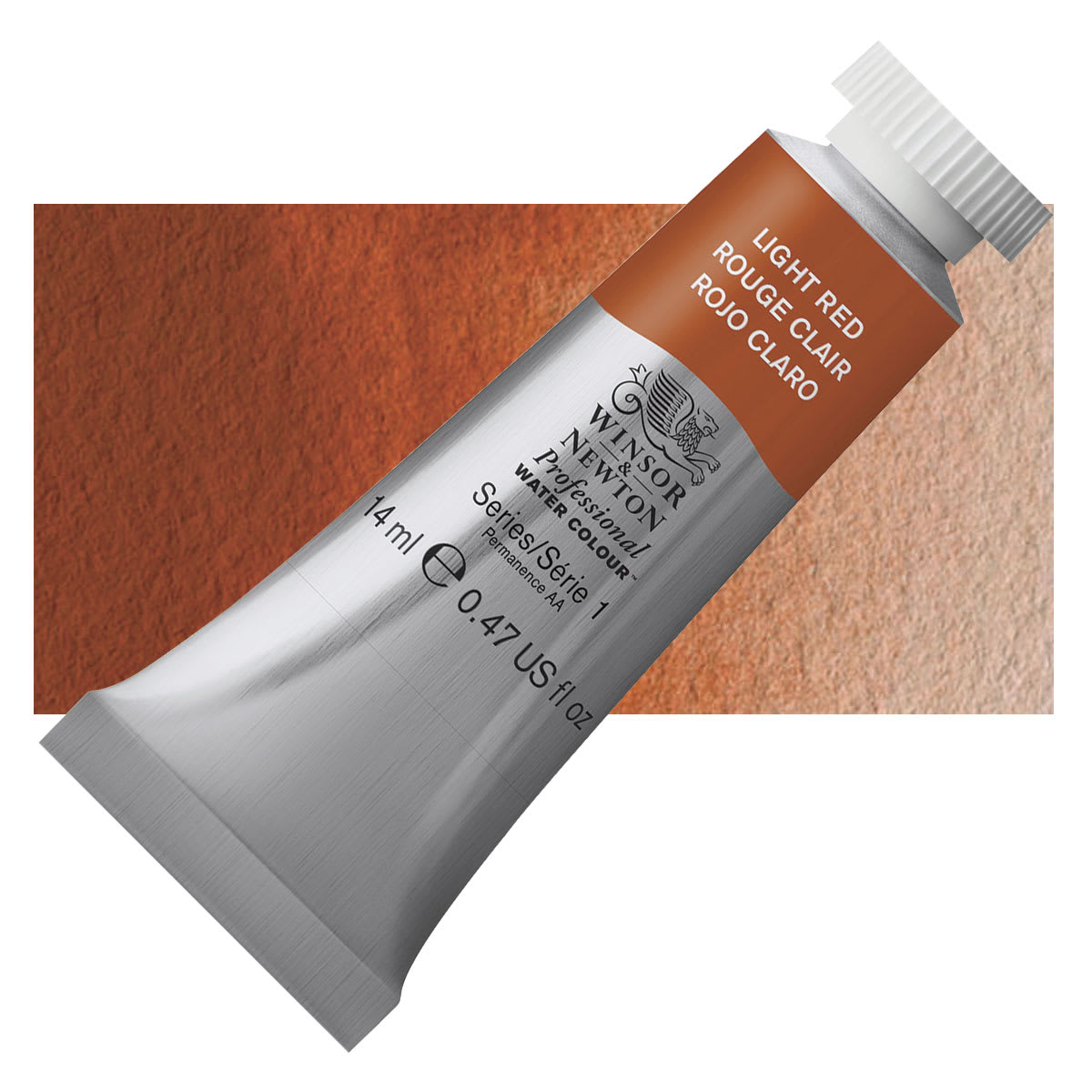 Winsor & Newton Professional Watercolor - Light Red, 14 ml Tube and swatch