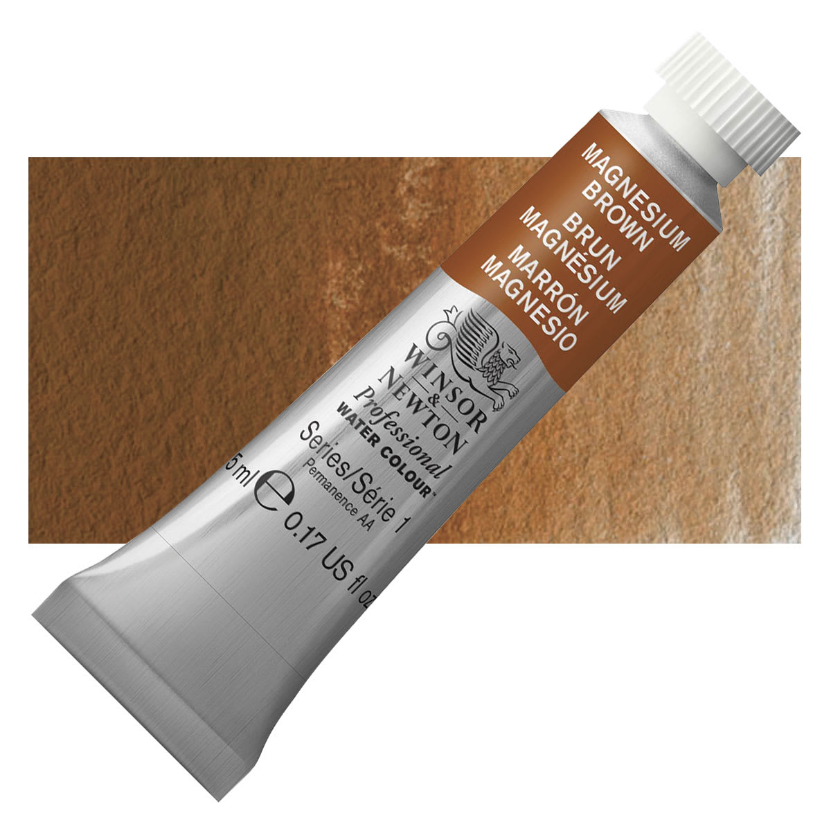 Winsor & Newton Professional Watercolor - Magnesium Brown, 5 ml Tube and swatch