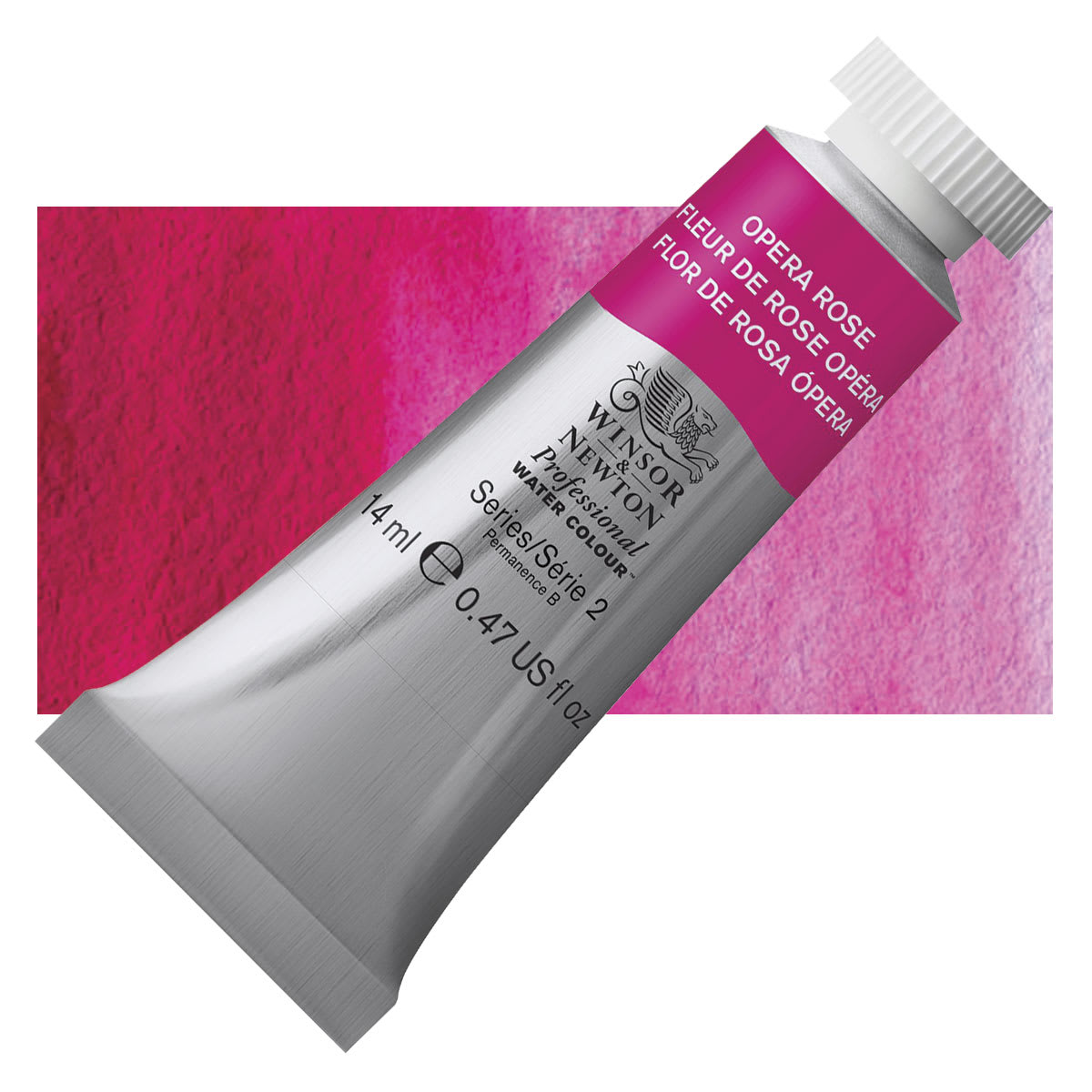 Winsor & Newton Professional Watercolor - Opera Rose, 14 ml Tube and swatch