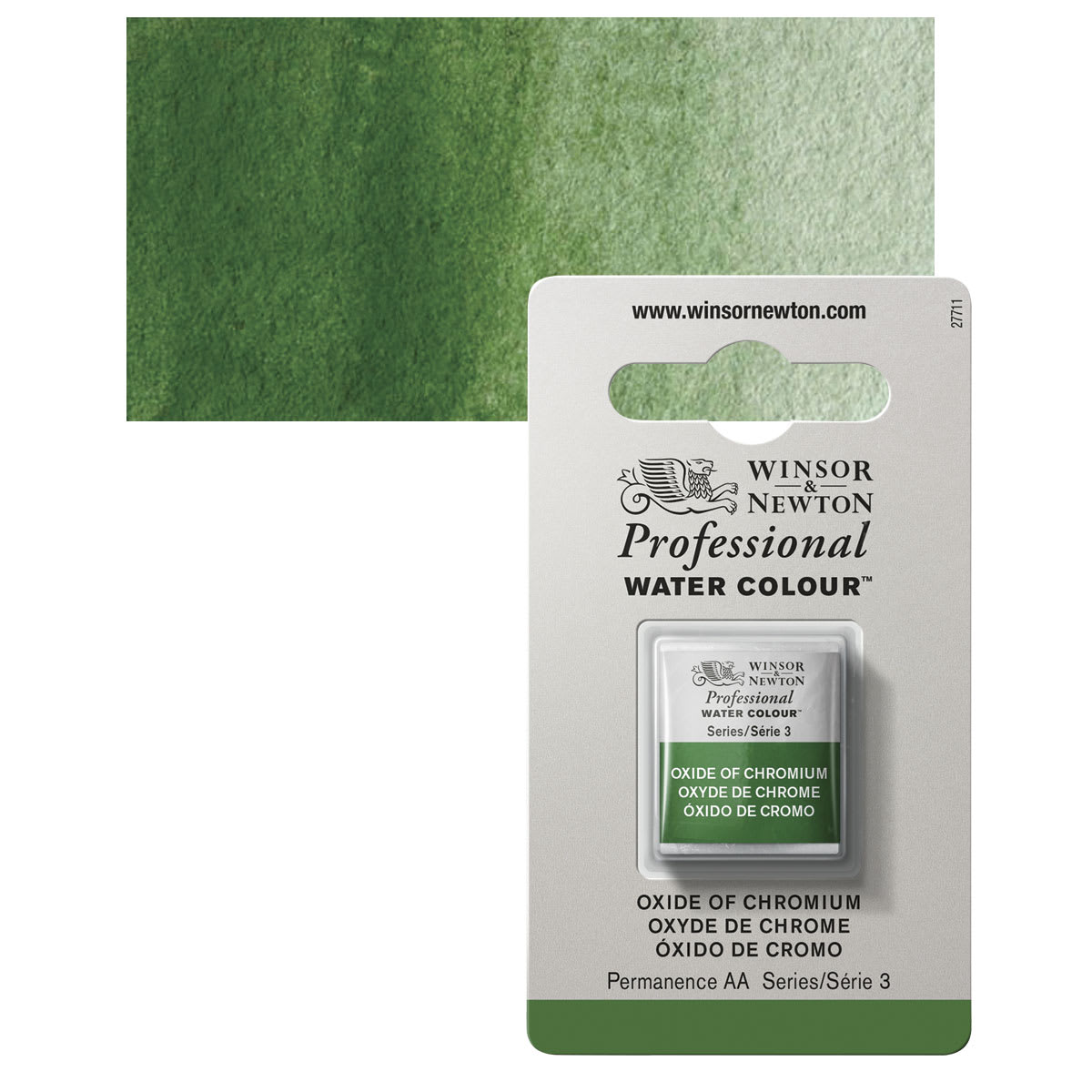 Winsor & Newton Professional Watercolor - Oxide of Chromium, Half Pan and swatch