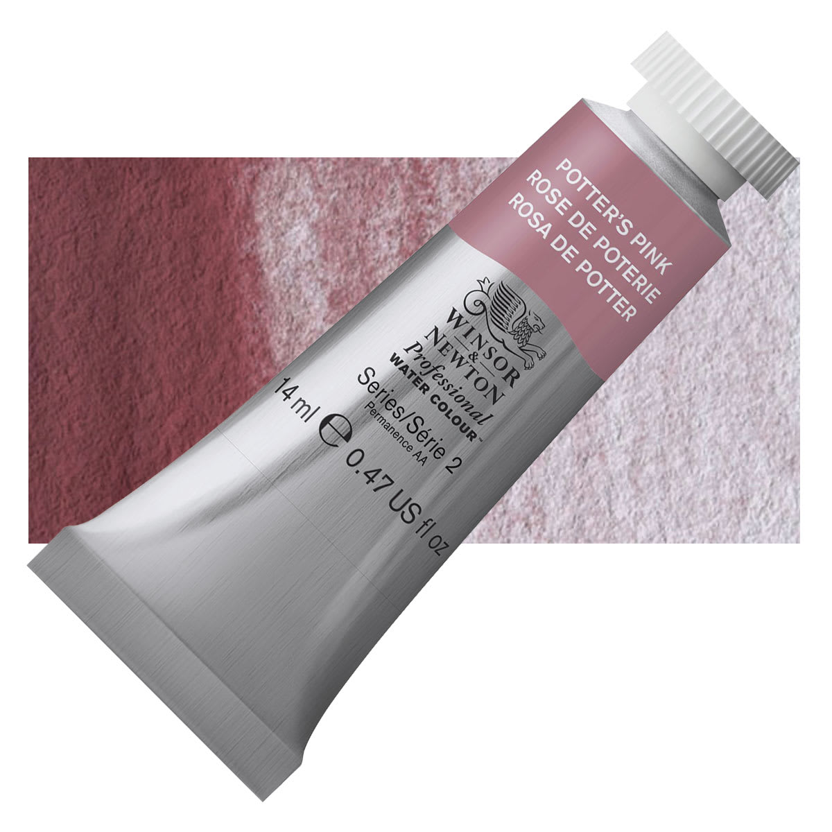 Winsor & Newton Professional Watercolor - Potter's Pink, 14 ml Tube and swatch