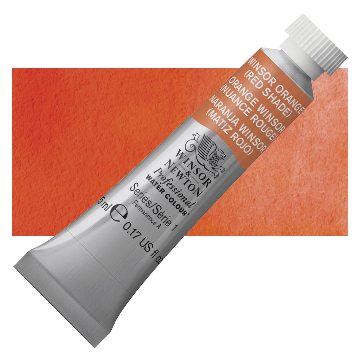 Winsor & Newton Professional Watercolor - Winsor Orange (Red Shade), Half Pan and swatch