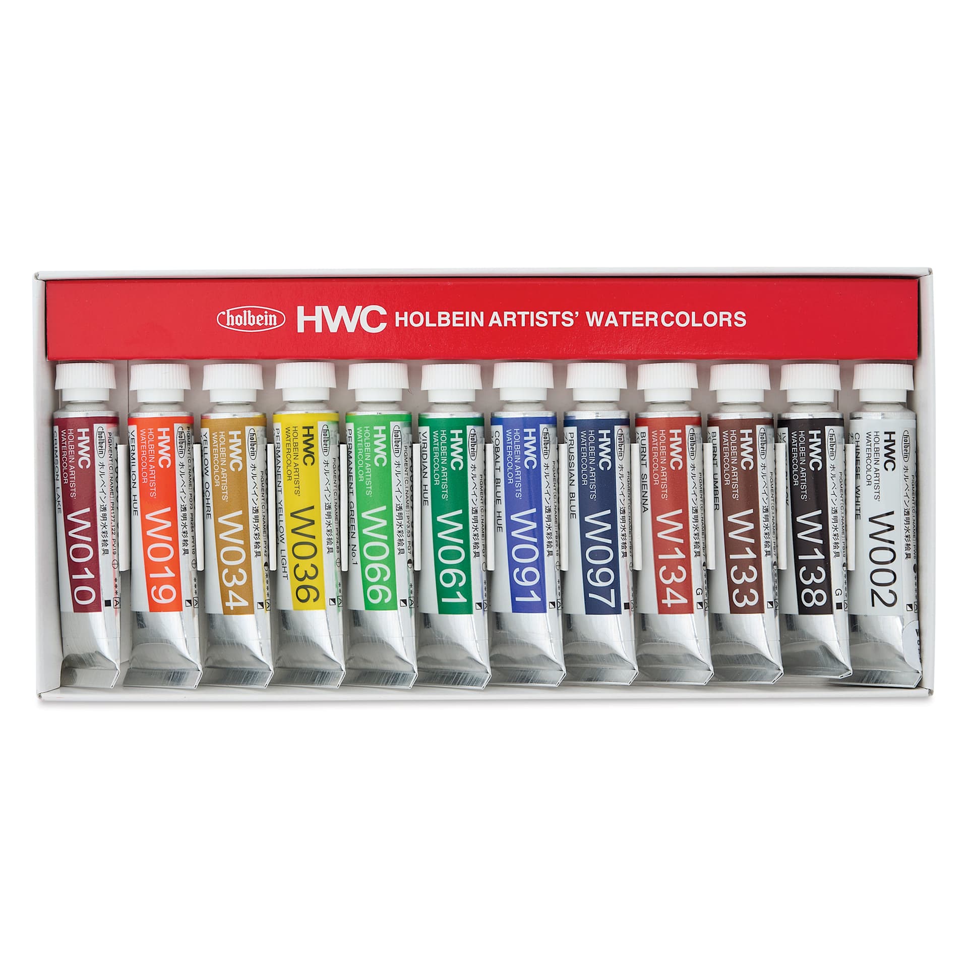 Holbein Artists' Watercolors - Set of 12, Assorted Colors, 5 ml Tubes