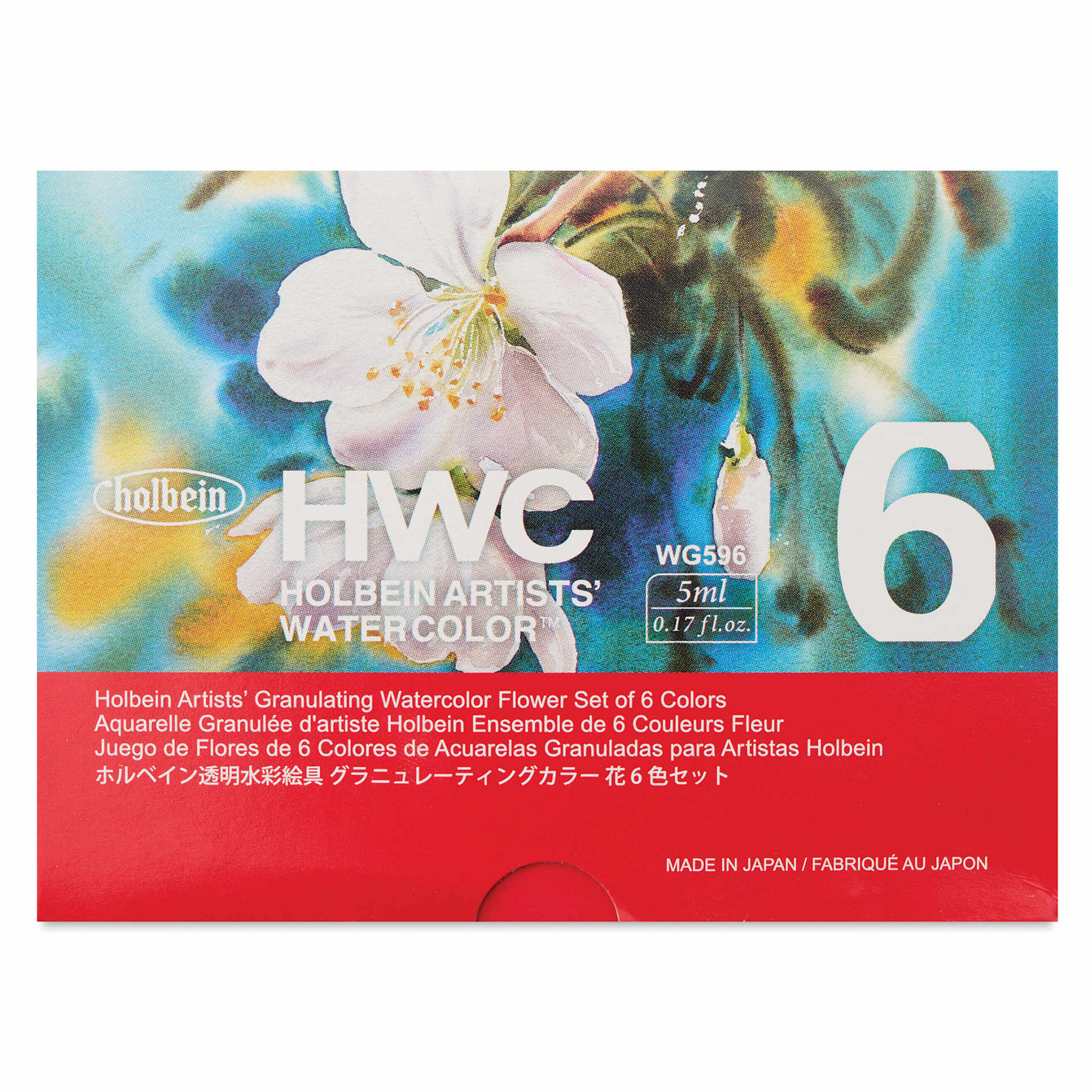 Holbein Artists' Watercolors- Set of 6, Granulating, Flower, 5 ml front of package