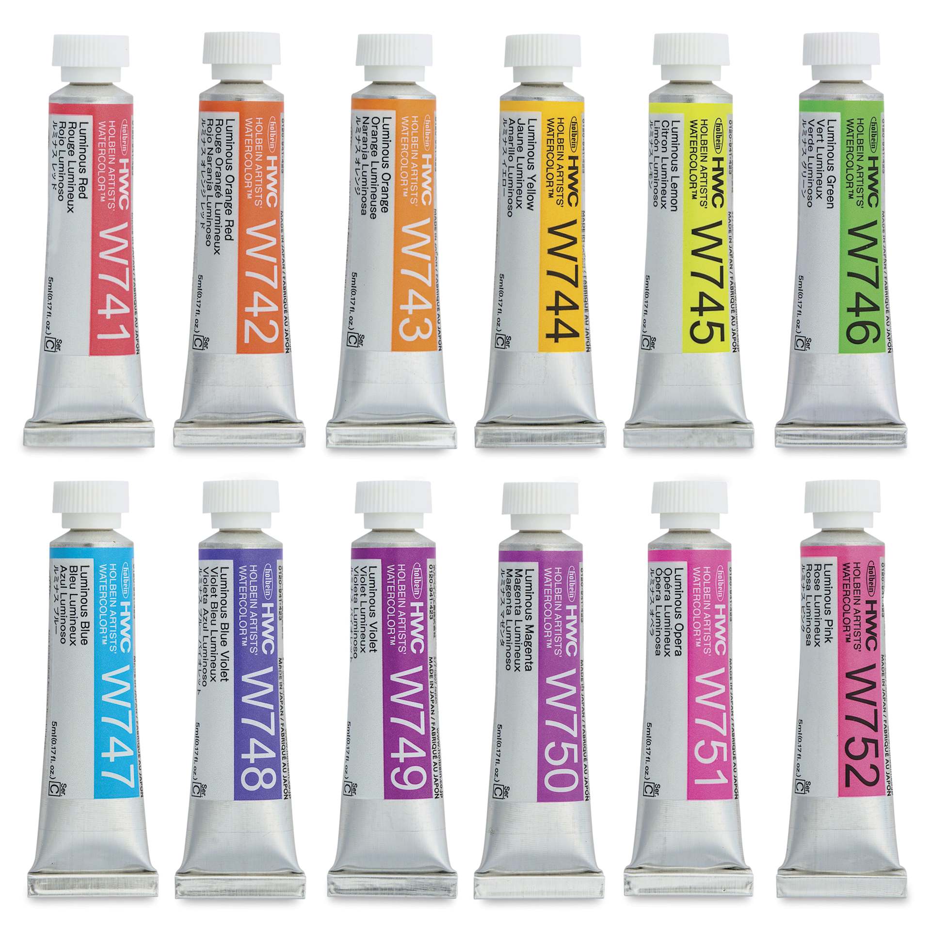 Holbein Artists' Watercolors- Set of 12, Luminous, 5 ml