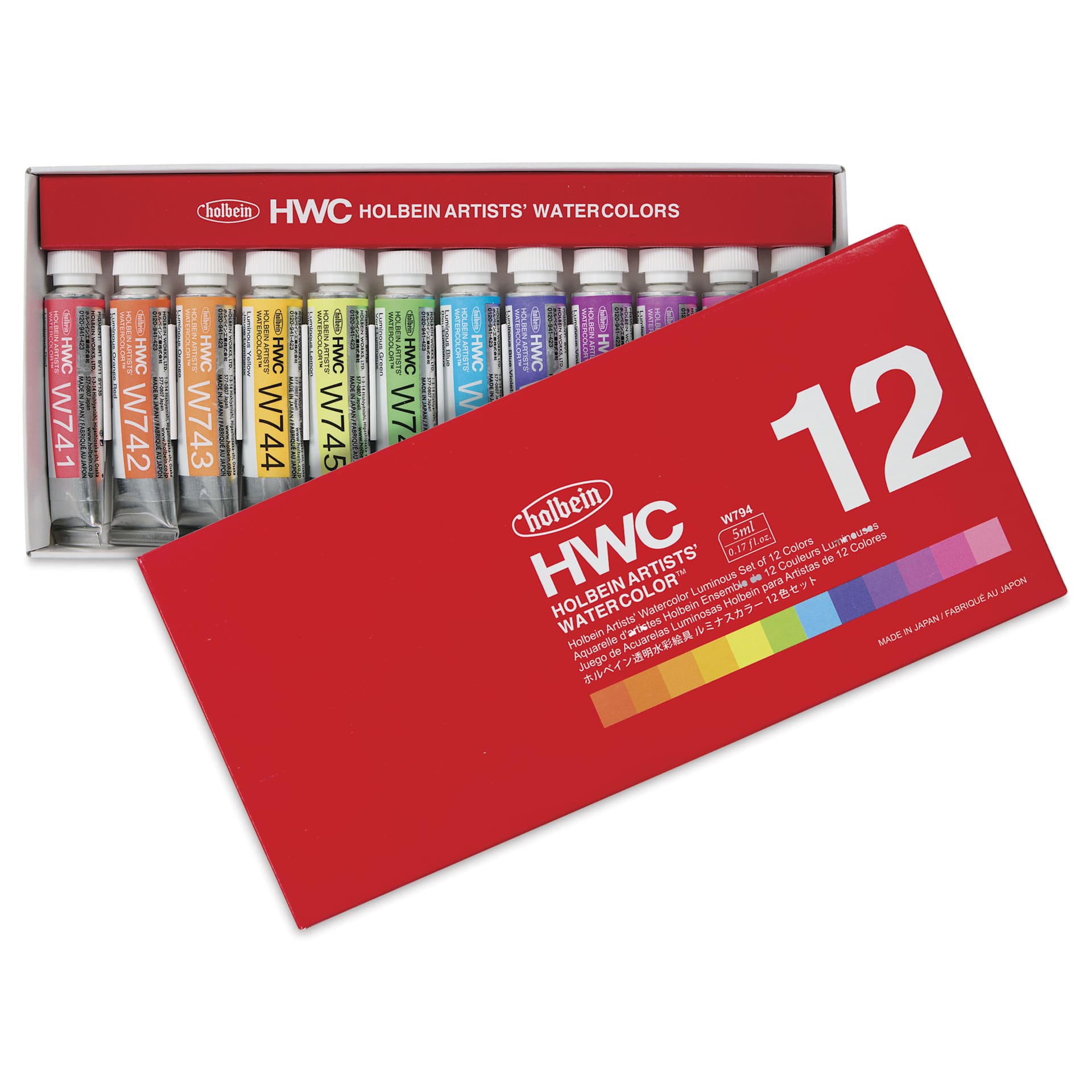 Holbein Artists' Watercolors- Set of 12, Luminous, 5 ml tubes in package