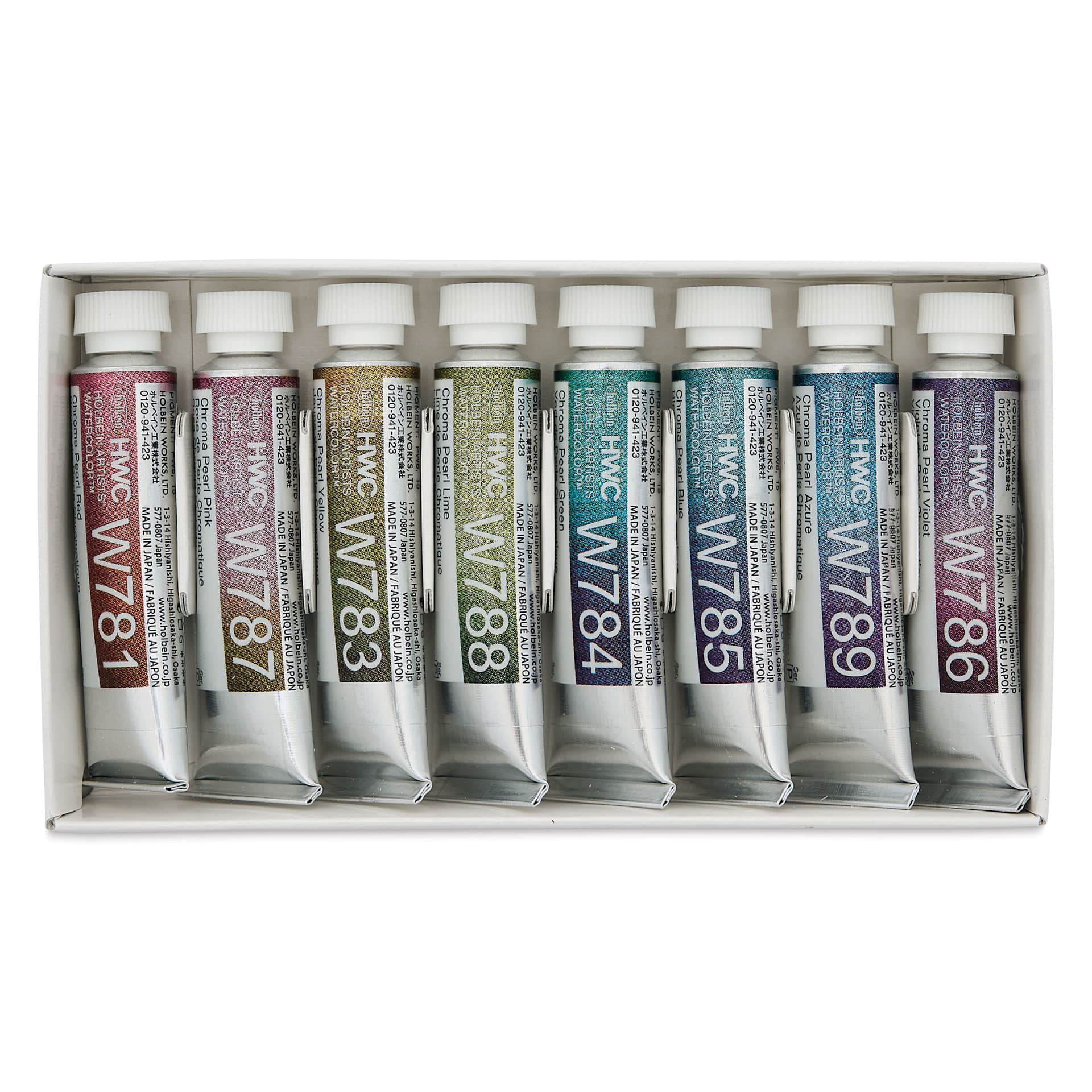 Holbein Artists' Watercolor - Set of 8, Chroma Pearl Colors, 5 ml Tubes