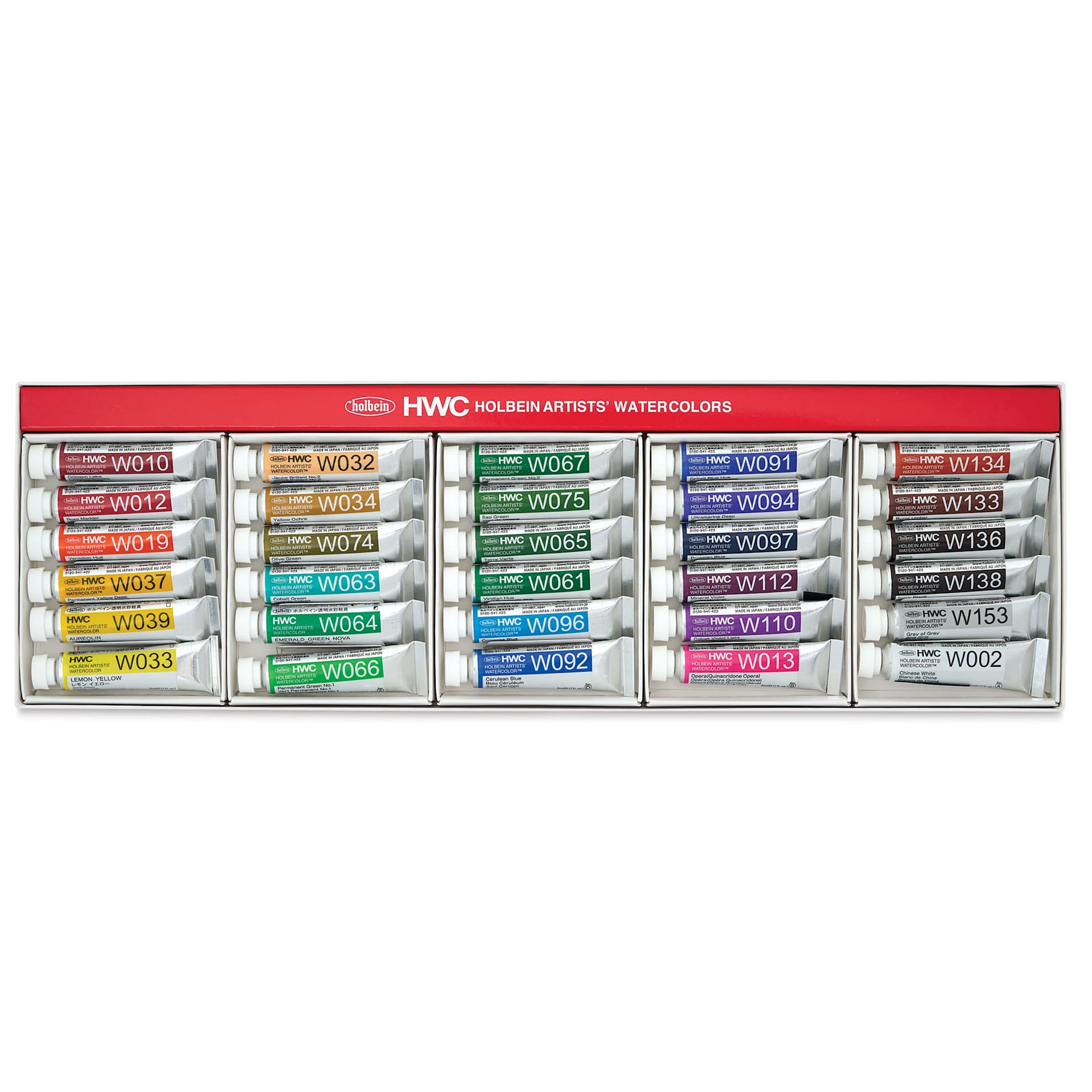 Holbein Artists' Watercolors - Set of 30, Assorted Colors, 5 ml Tubes