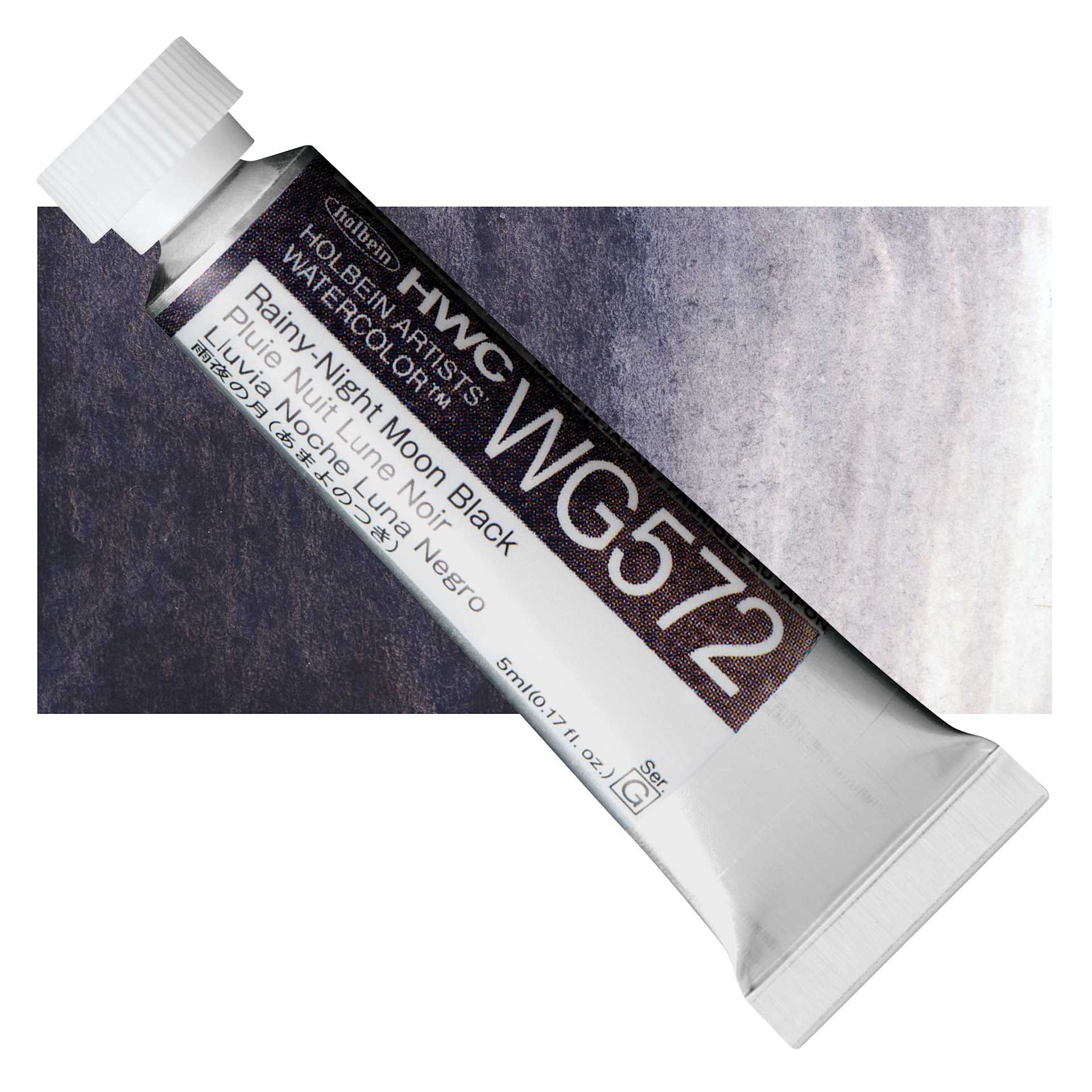 Holbein Artists' Watercolor - Rainy-Night Moon Black, 5 ml tube and swatch