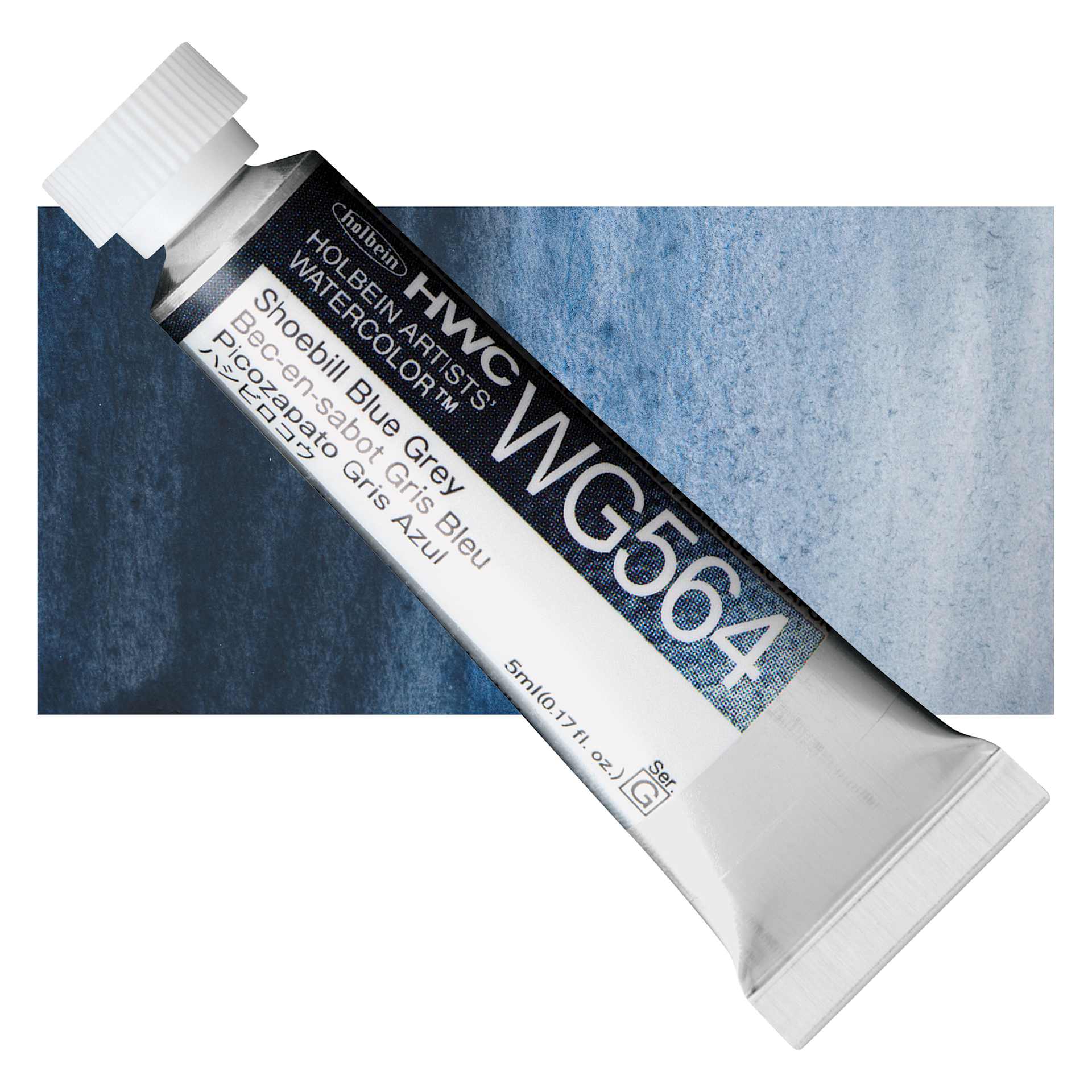 Holbein Artists' Watercolor - Shoebill Blue Grey, 5 ml tube and swatch