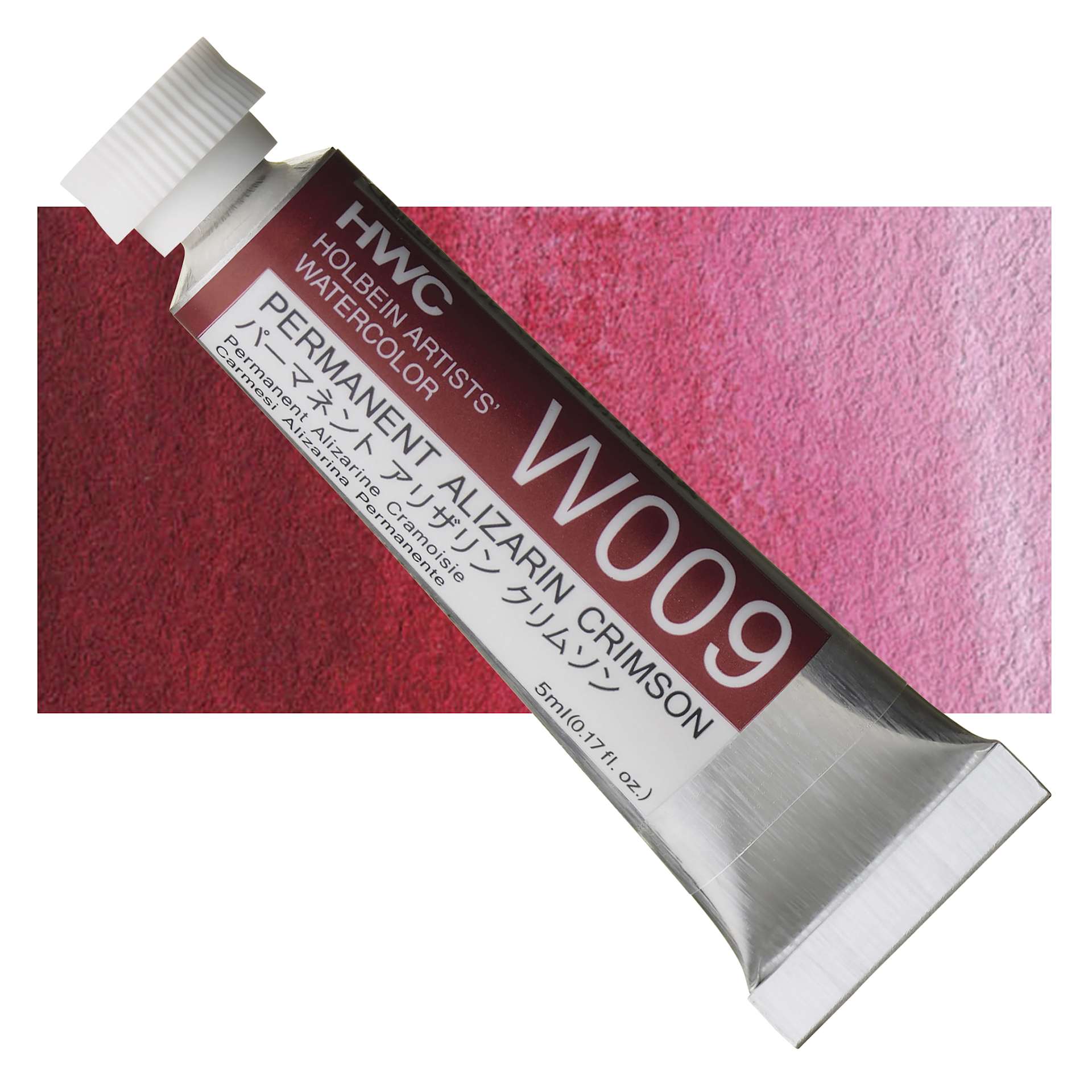 Holbein Artists' Watercolor - Permanent Alizarin Crimson, 5 ml tube and swatch
