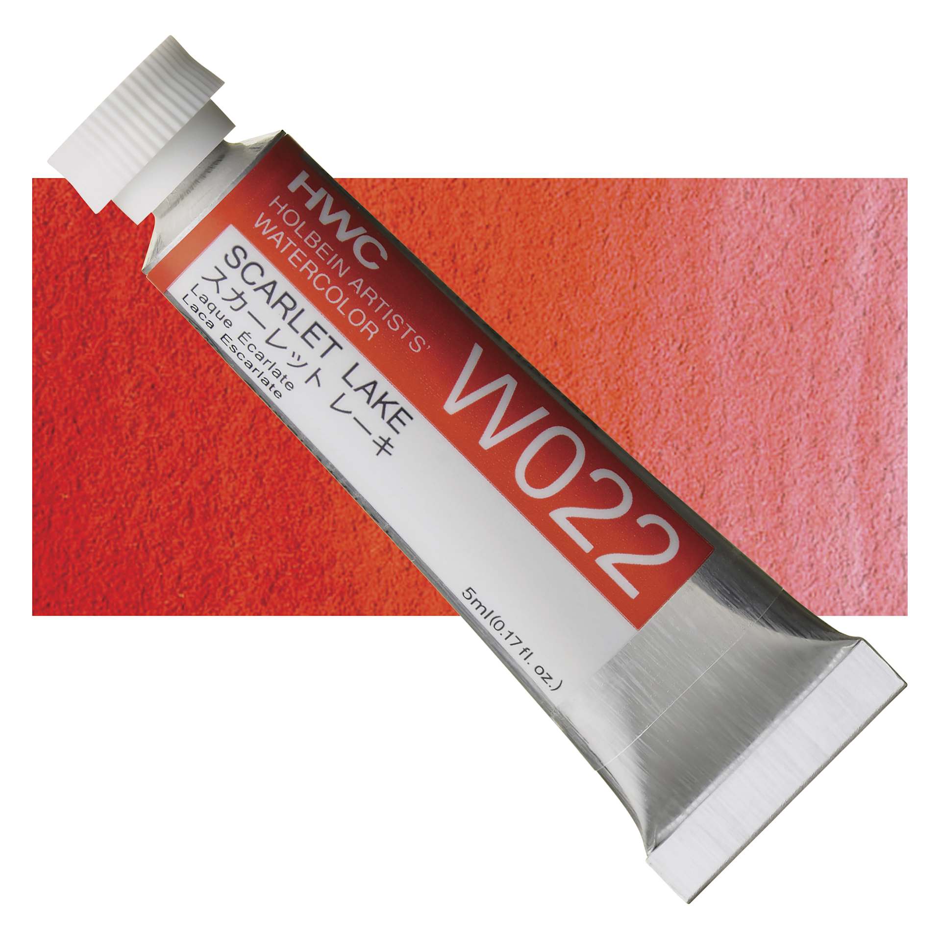 Holbein Artists' Watercolor - Scarlet Lake, 5 ml tube and swatch