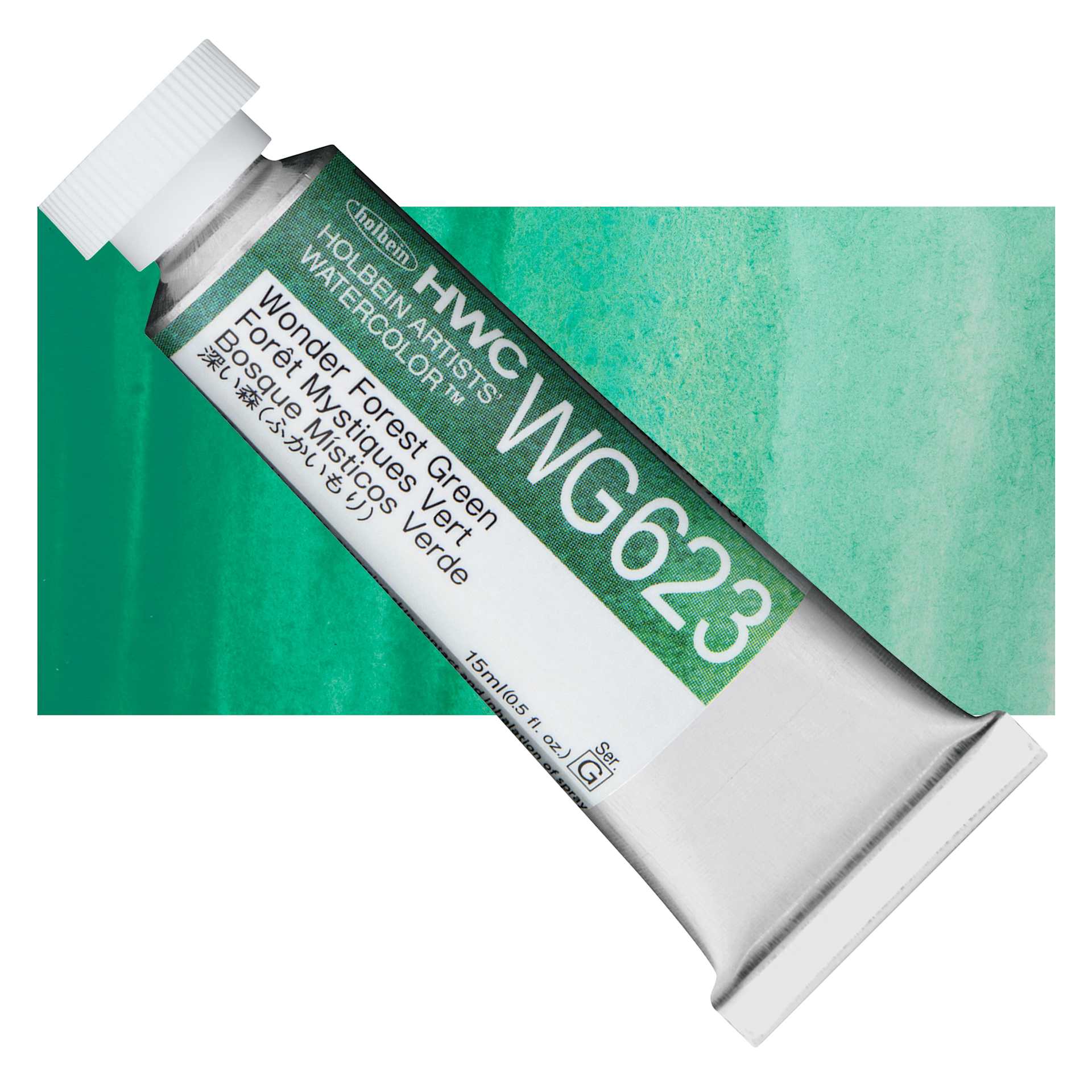 Holbein Artists' Watercolor - Wonder Forest Green, 15 ml tube and swatch