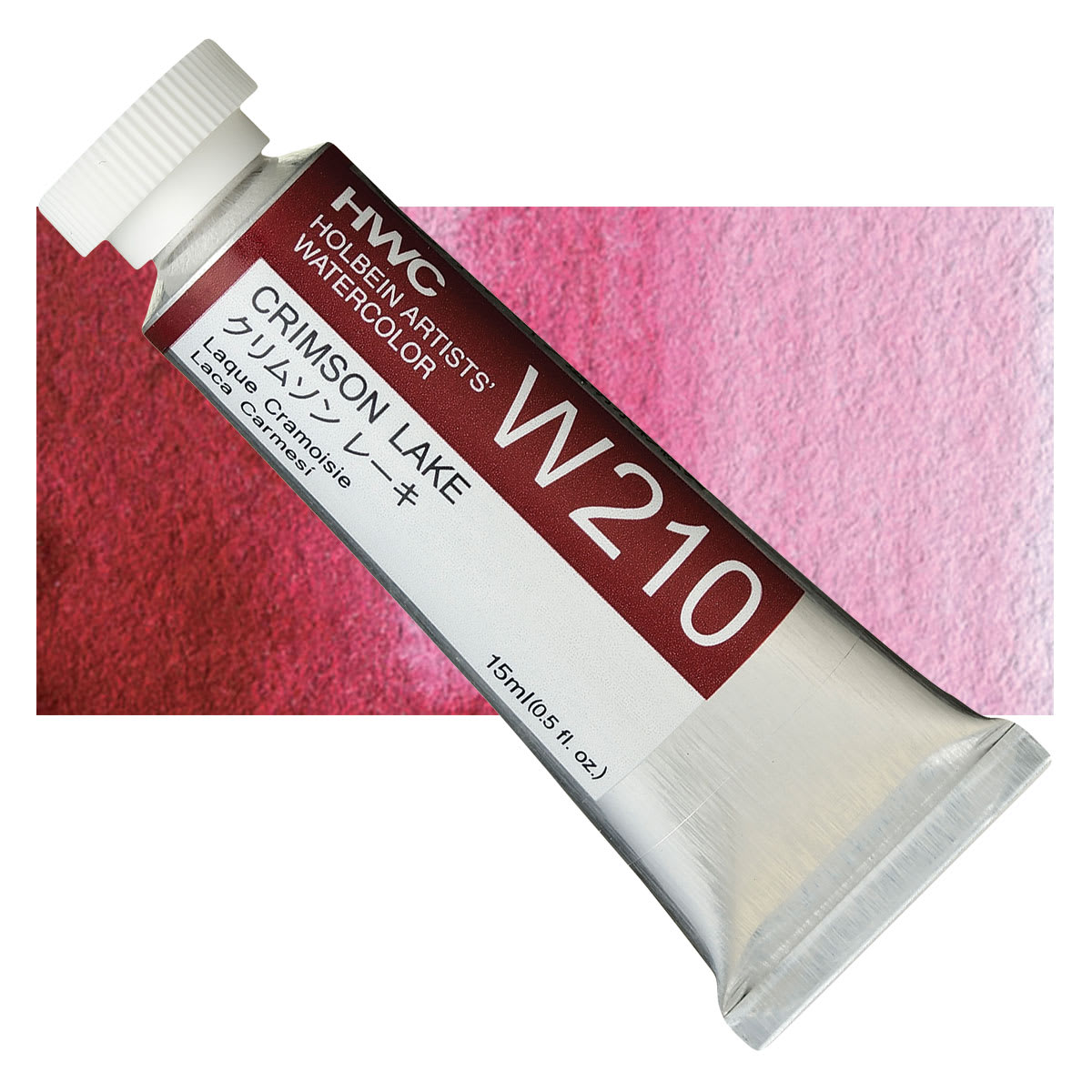 Holbein Artists' Watercolor - Crimson Lake, 15 ml tube and swatch Holbein Artists' Watercolor - Crimson Lake, 15 ml tube and swatch