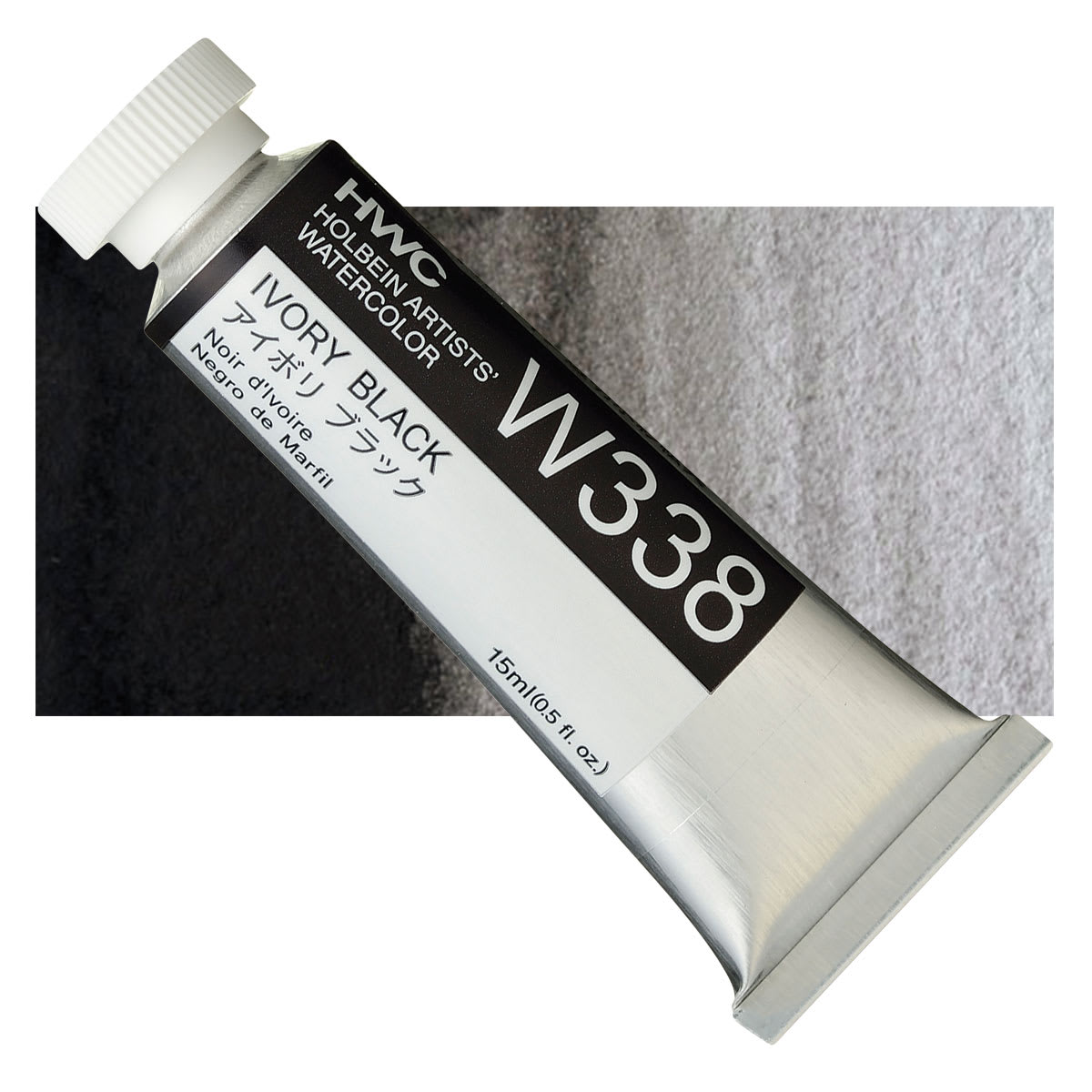 Holbein Artists' Watercolor - Ivory Black, 15 ml tube and swatch Holbein Artists' Watercolor - Ivory Black, 15 ml tube and swatch