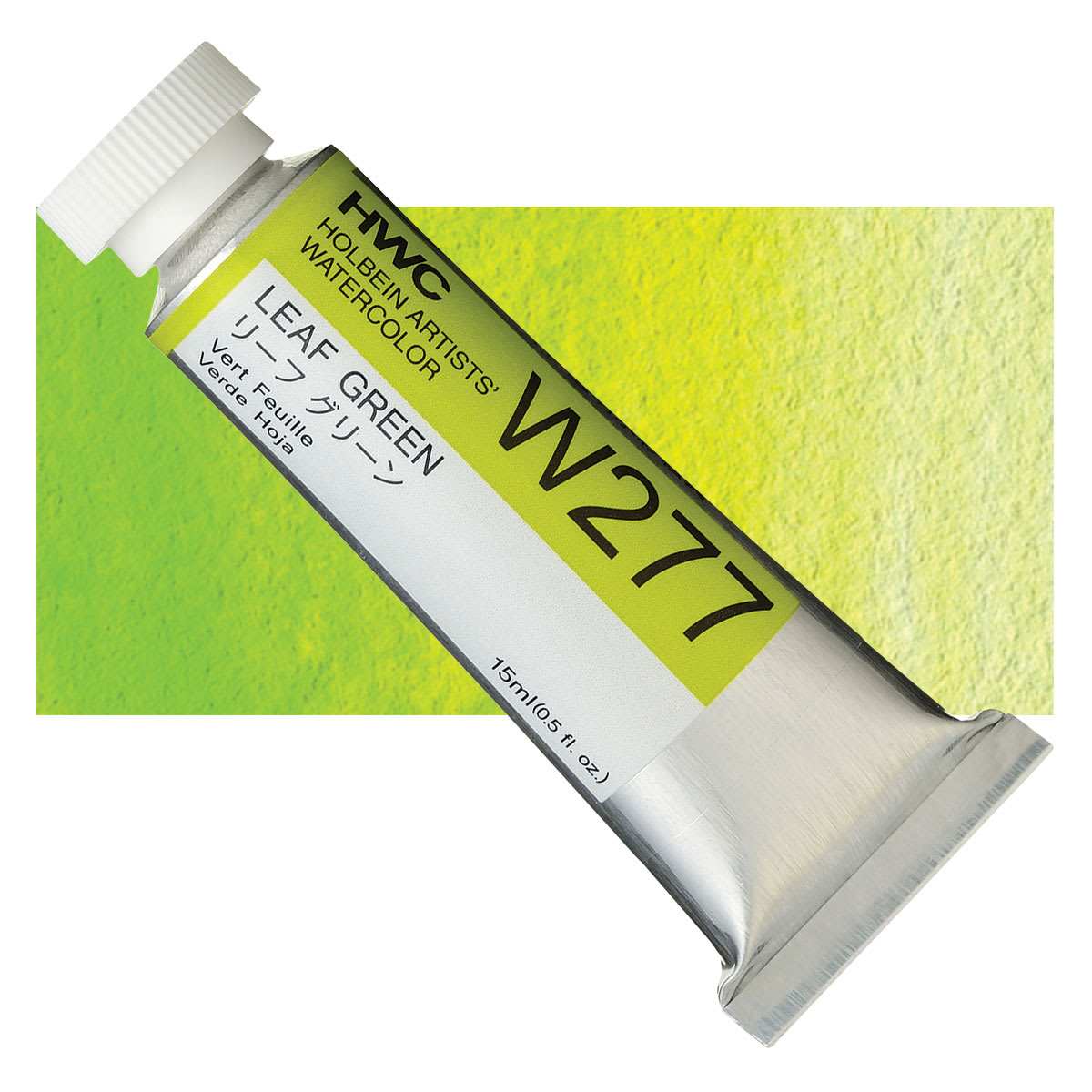 Holbein Artists' Watercolor - Leaf Green, 15 ml tube and swatch Holbein Artists' Watercolor - Leaf Green, 15 ml tube and swatch