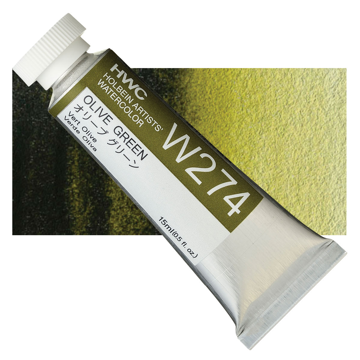 Holbein Artists' Watercolor - Olive Green, 15 ml tube and swatch