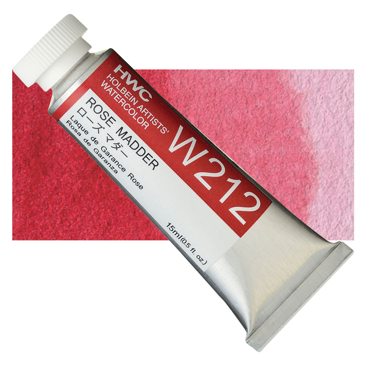 Holbein Artists' Watercolor - Rose Madder, 15 ml tube and swatch