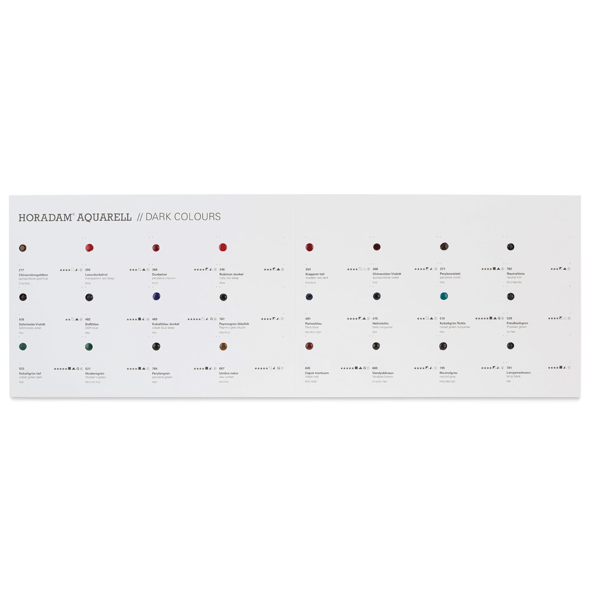 Schmincke Horadam Aquarell Artist Watercolor - 24 Dark Colors Dot Card
