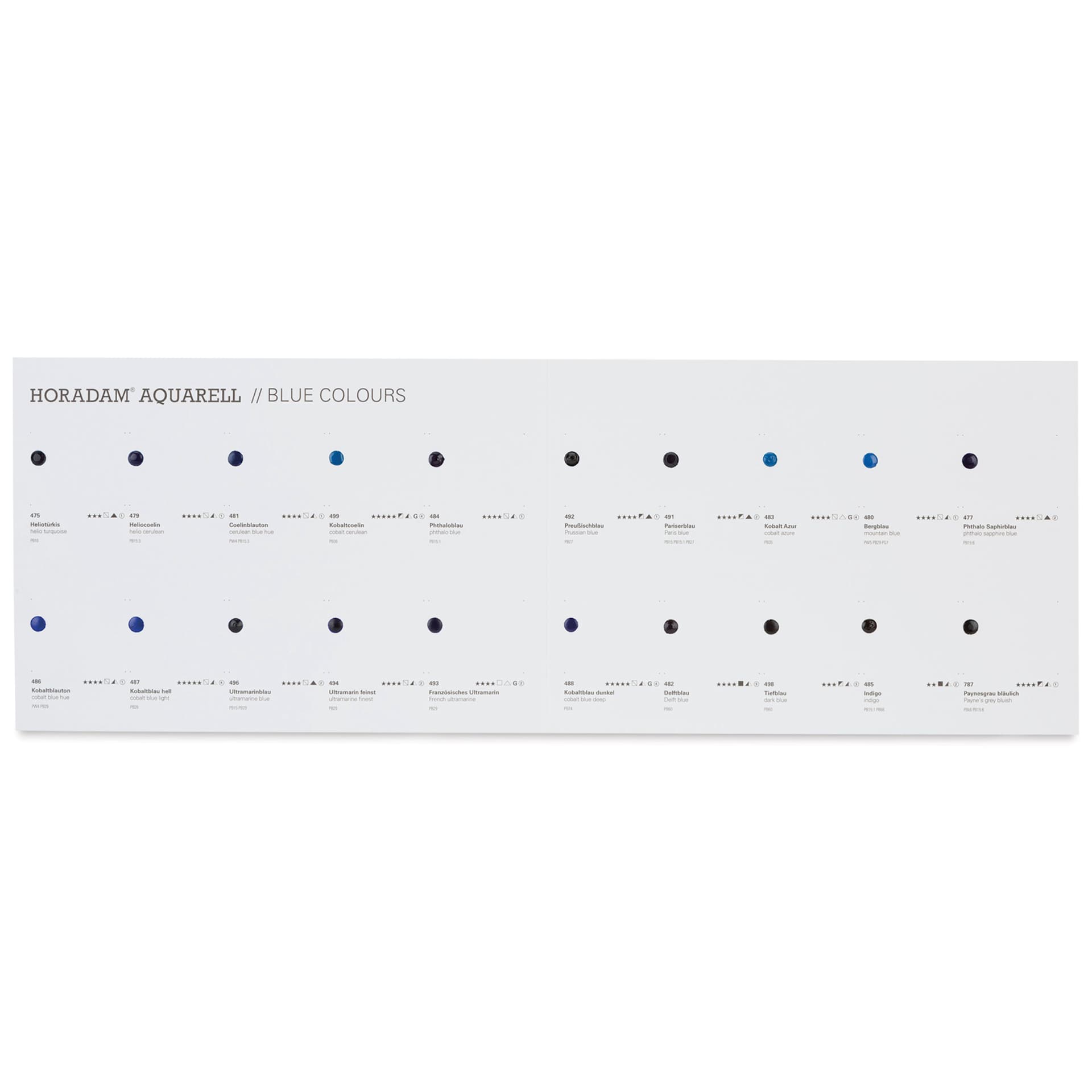 Schmincke Horadam Aquarell Artist Watercolor - 20 Blue Colors Dot Card