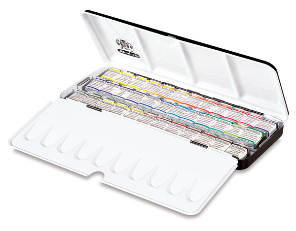 Half Pan Set, 36 Colors  Right Front Angle Inside Open Package