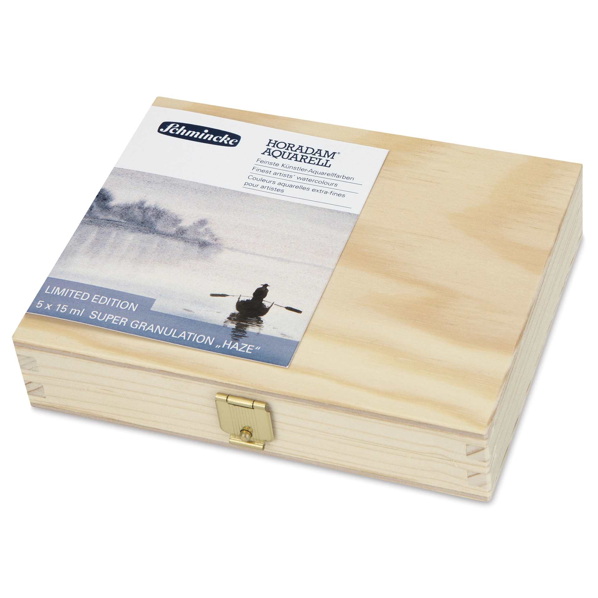 Schmincke Horadam Aquarell Artist Watercolor - Haze, Supergranulation, Set of 5, Wood Box closed
