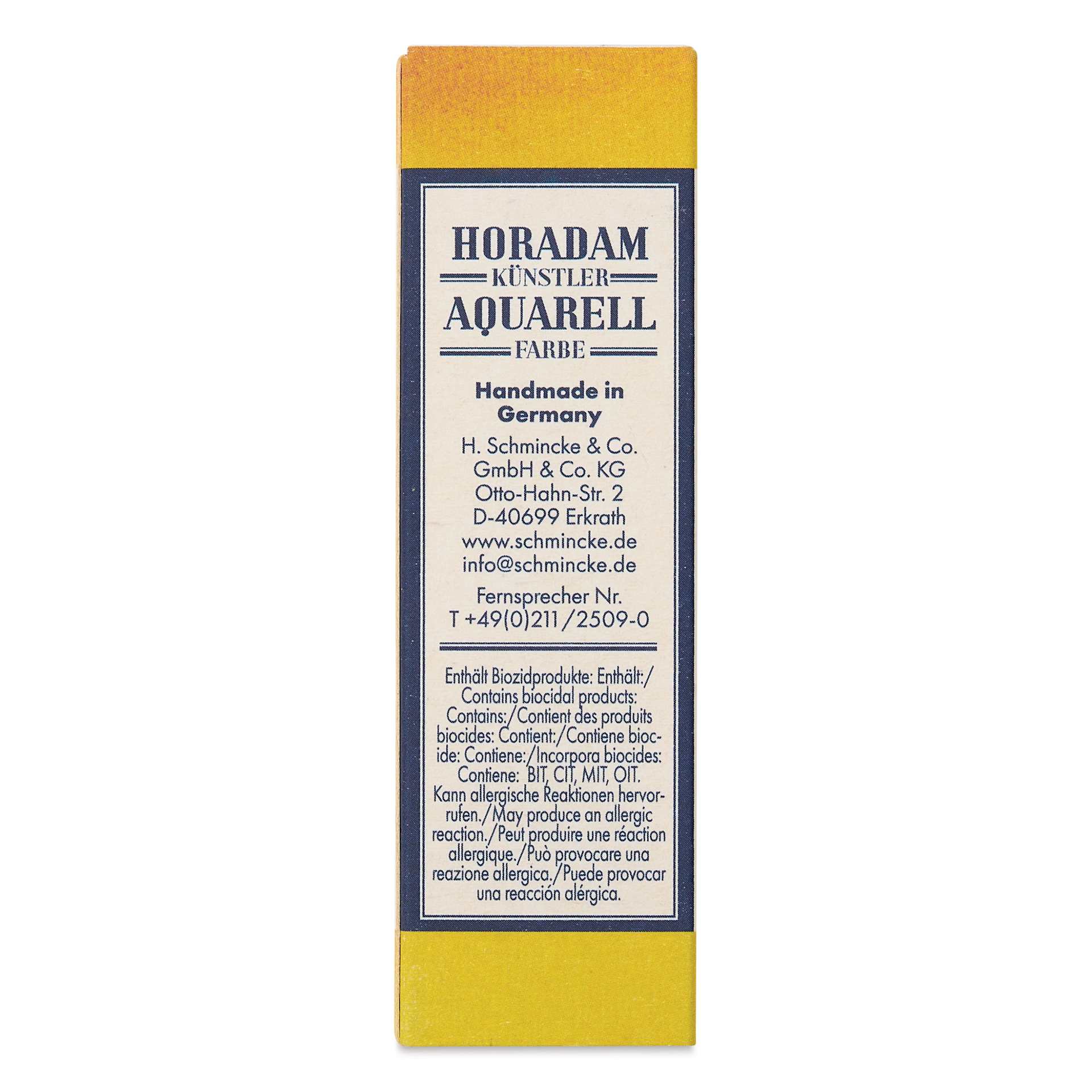 Schmincke Horadam Aquarell Artist Watercolor - Gamboge Gum back of package