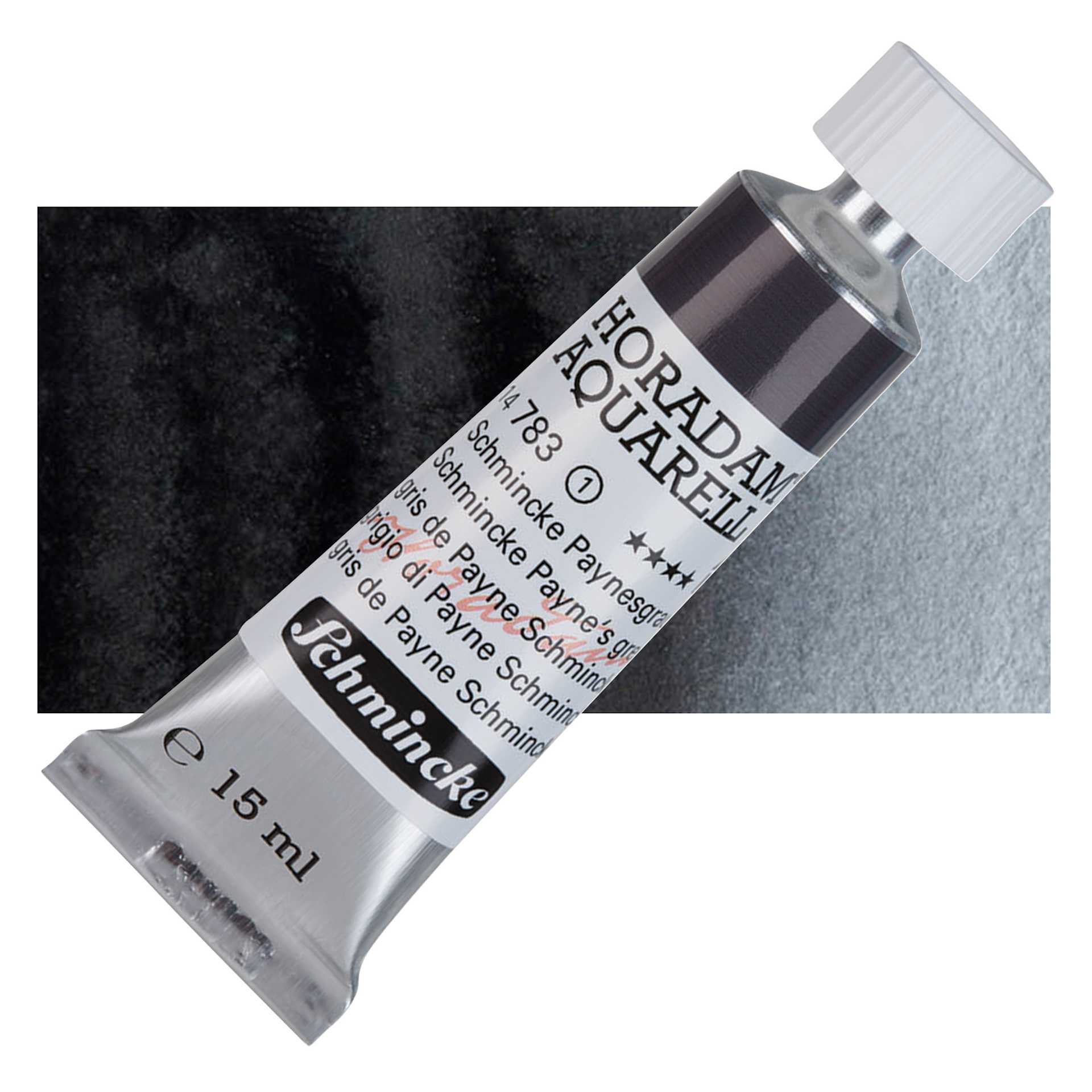 Schmincke Horadam Aquarell Watercolor - Schmincke Payne's Grey, 15 ml tube and swatch