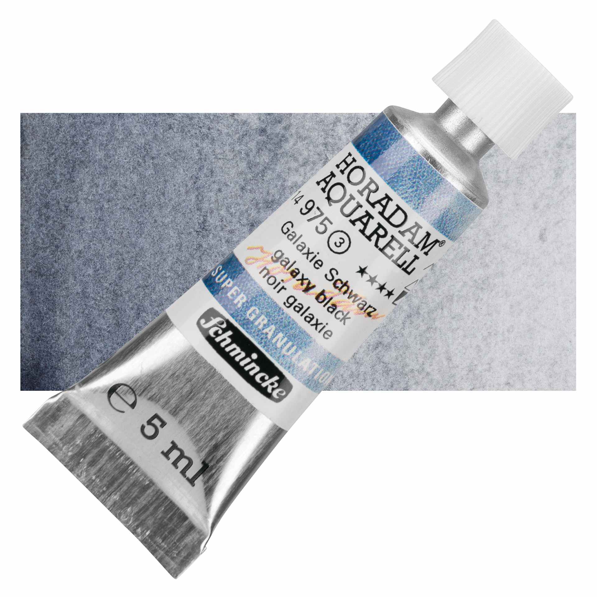 Schmincke Horadam Aquarell Watercolor - Galaxy Black, 5 ml tube and swatch