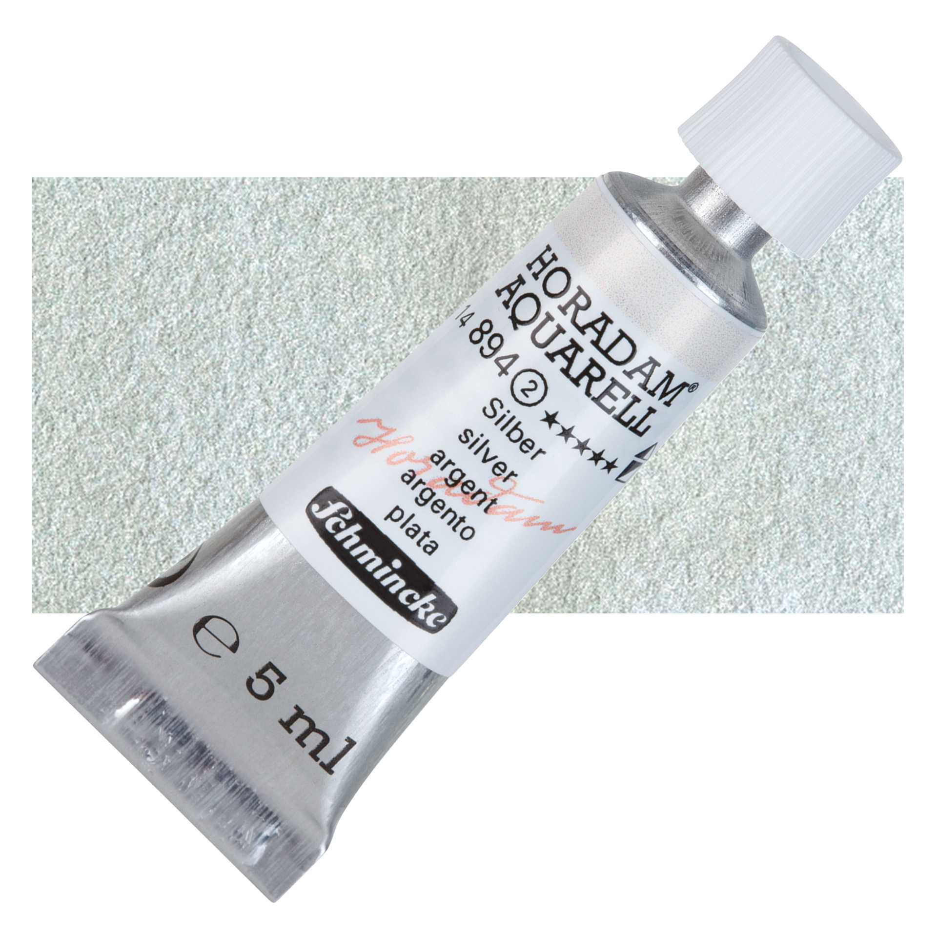 Schmincke Horadam Aquarell Artist Watercolor - Silver, 5 ml tube and swatch