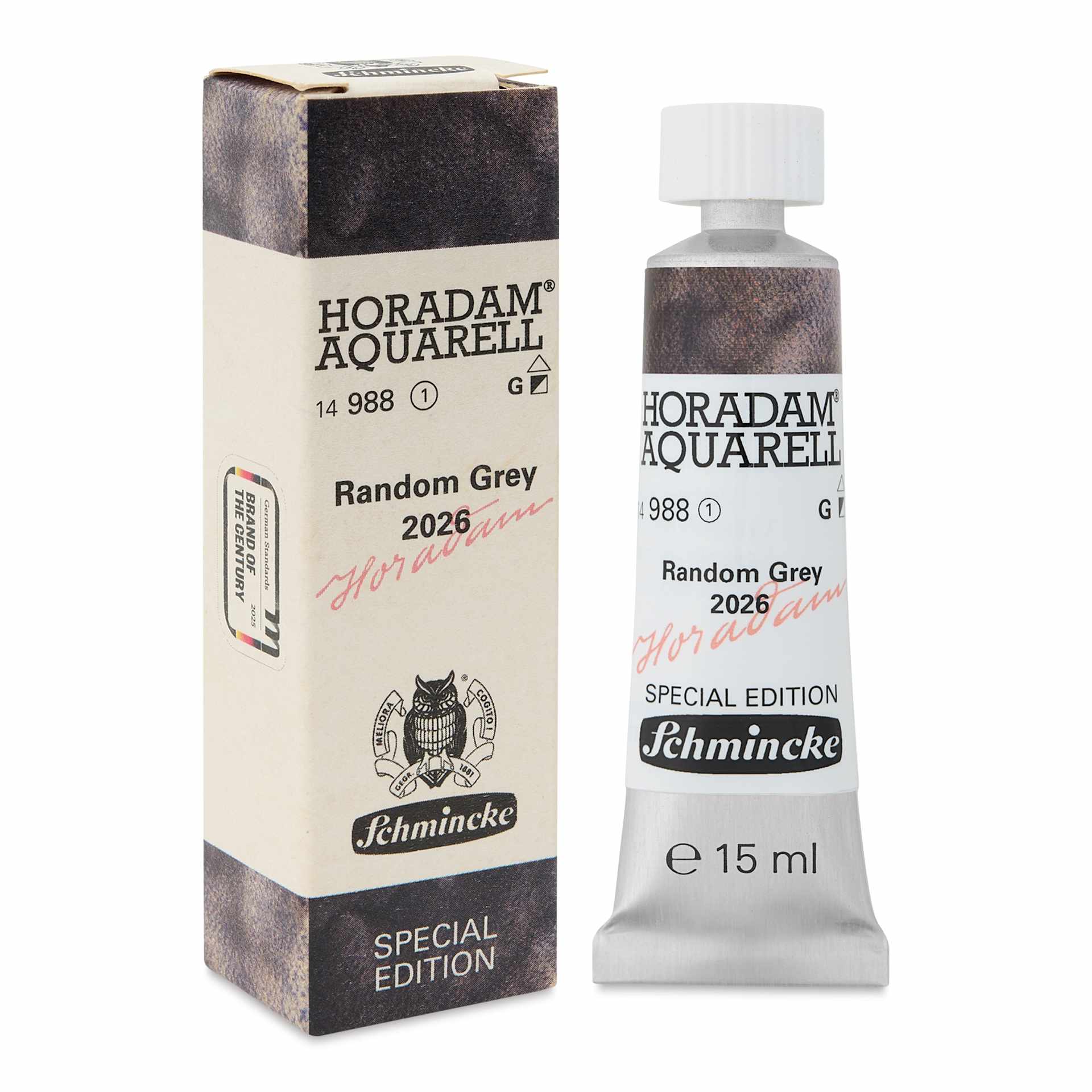 Schmincke Horadam Aquarell Artist Watercolor - Random Grey, 15 ml tube and packaging