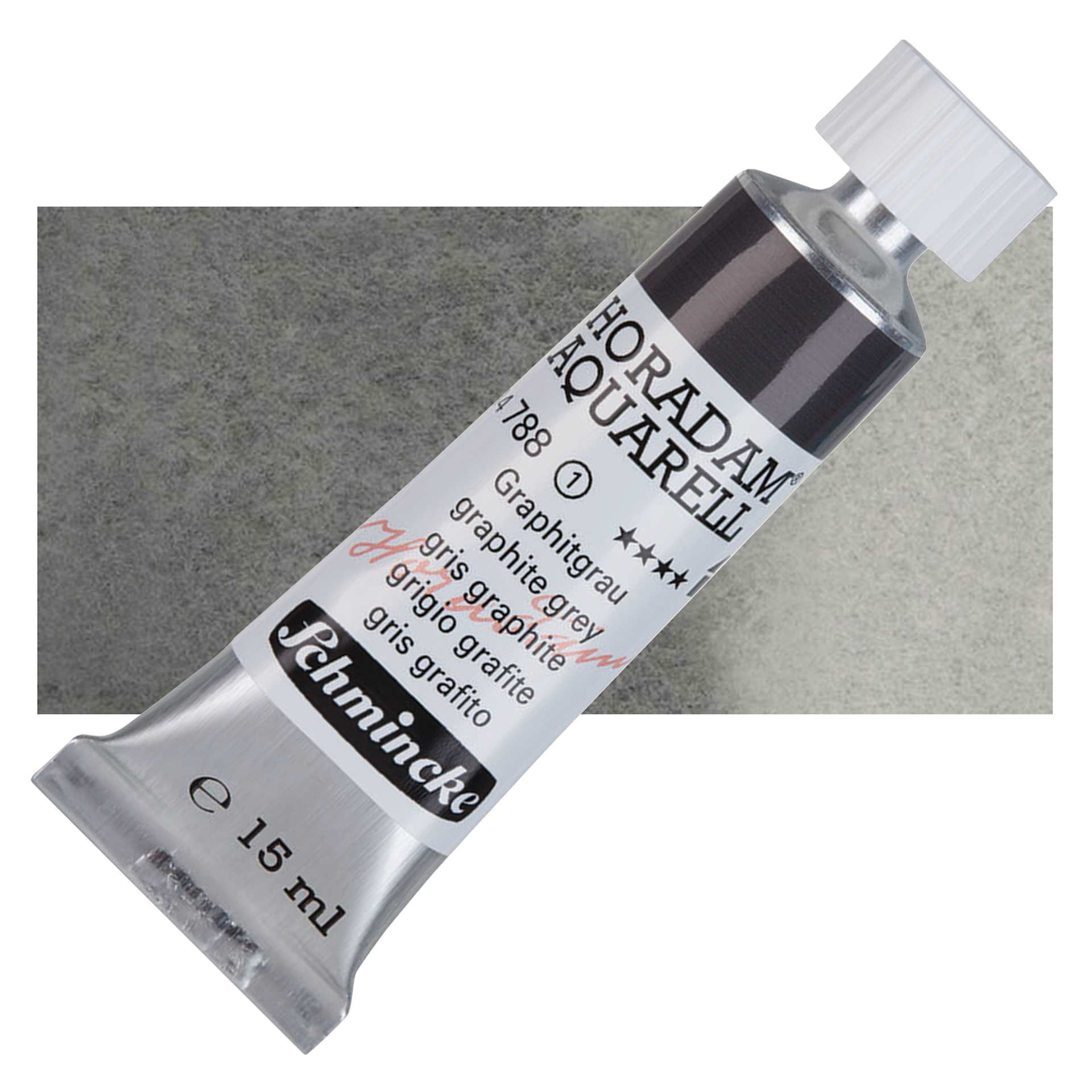Schmincke Horadam Aquarell Artist Watercolor - Graphite Grey, 15 ml tube and swatch