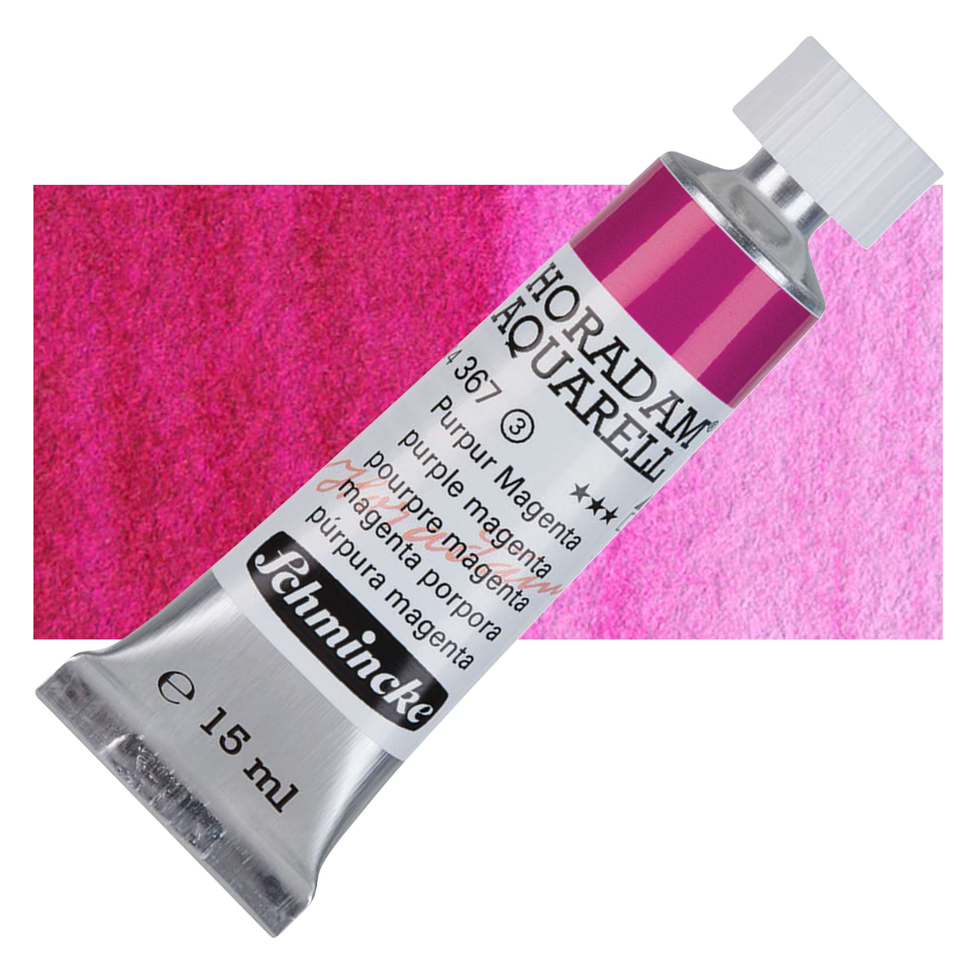 Schmincke Horadam Aquarell Watercolor - Purple Magenta, 15 ml tube and swatch