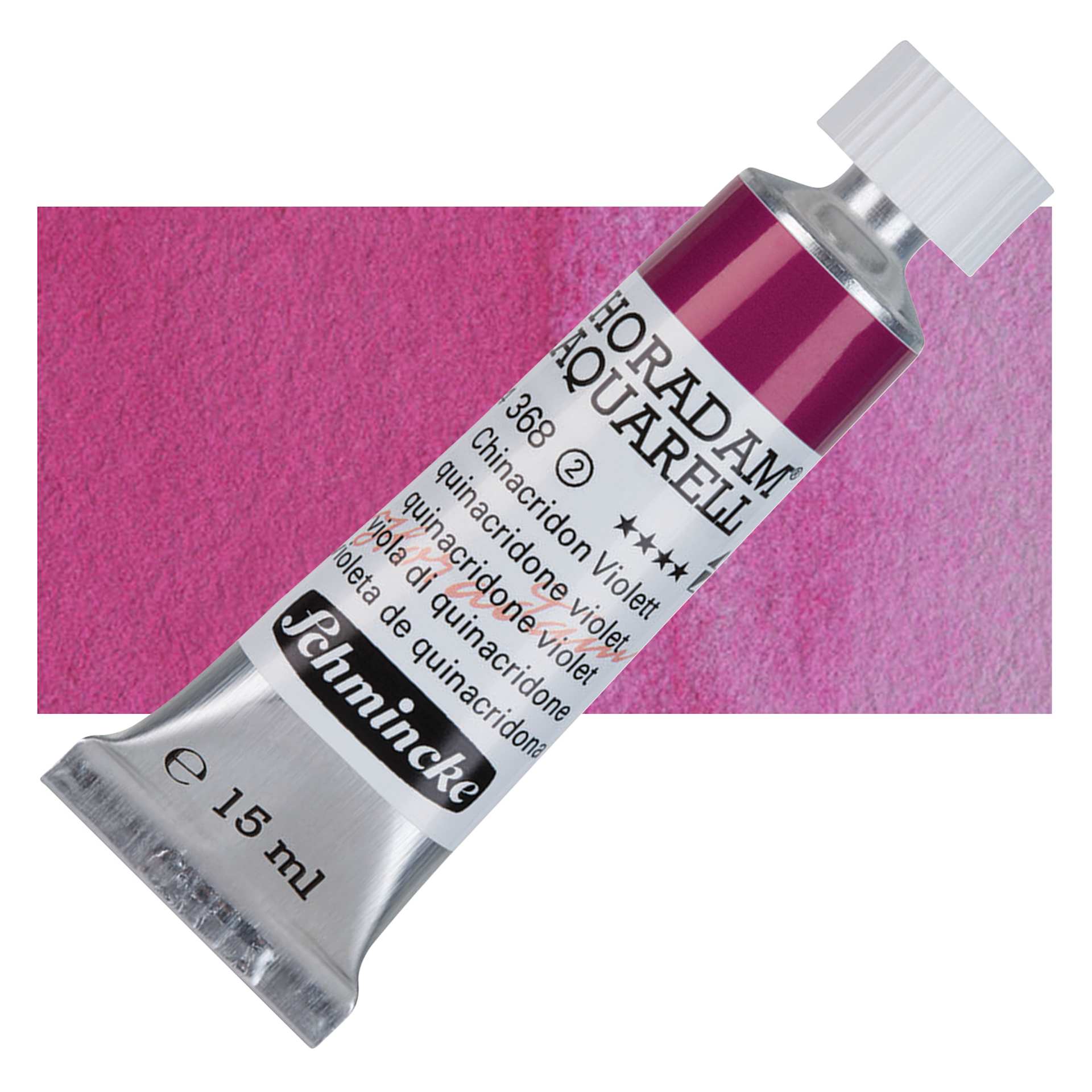 Schmincke Horadam Aquarell Watercolor - Quinacridone Violet, 15 ml tube and swatch