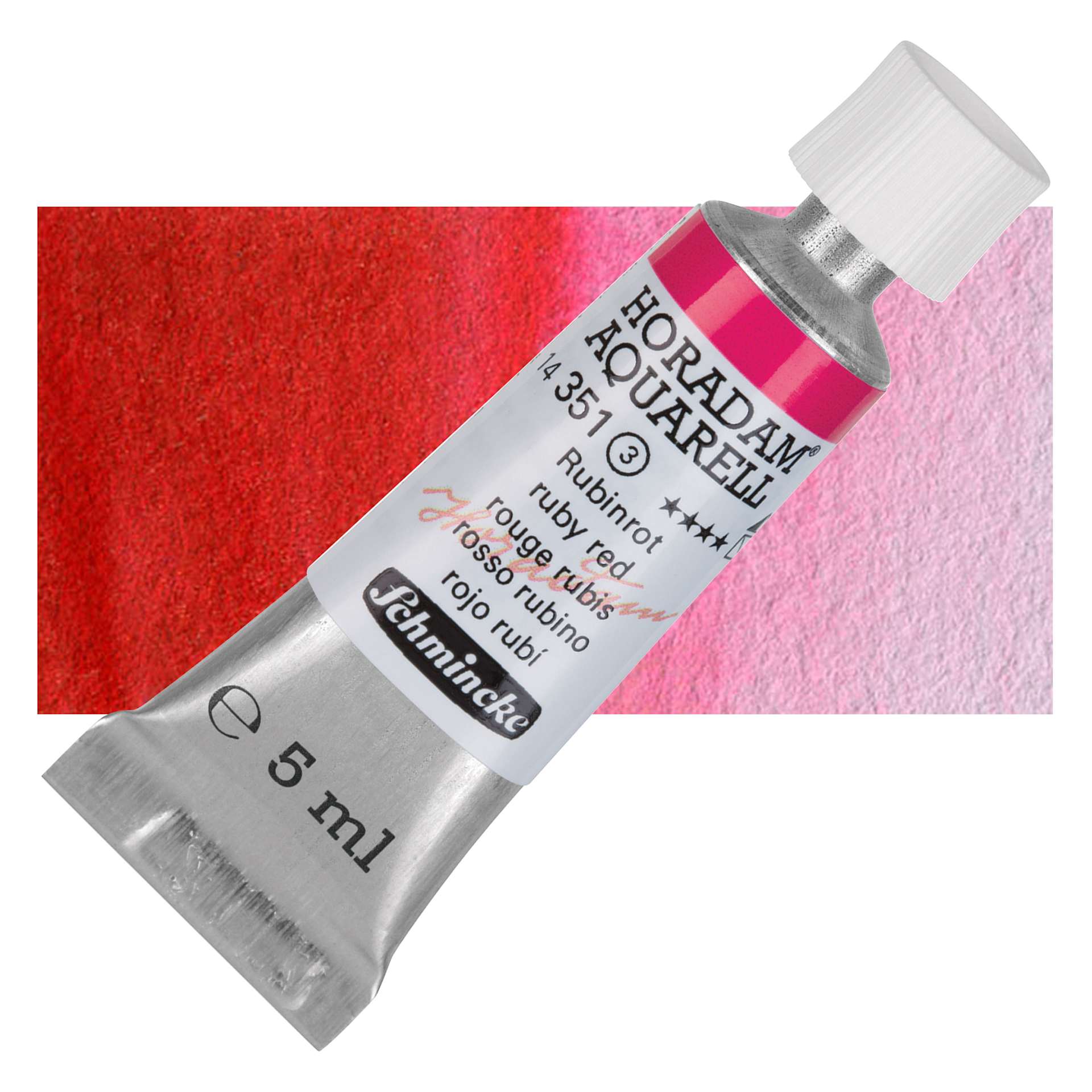 Schmincke Horadam Aquarell Watercolor - Ruby Red, 5 ml tube and swatch