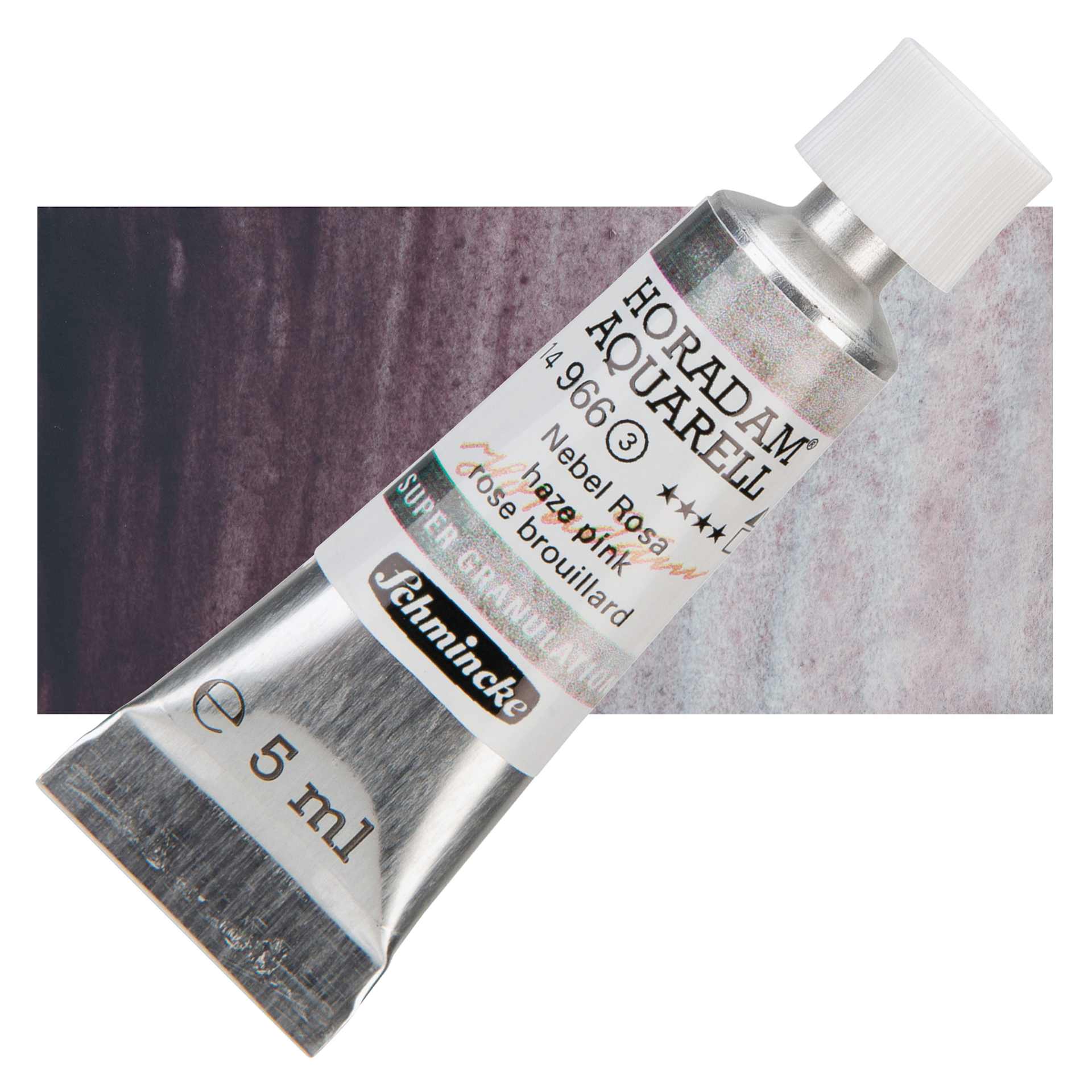 Schmincke Horadam Aquarell Watercolor - Haze Pink, 5 ml bottle and swatch
