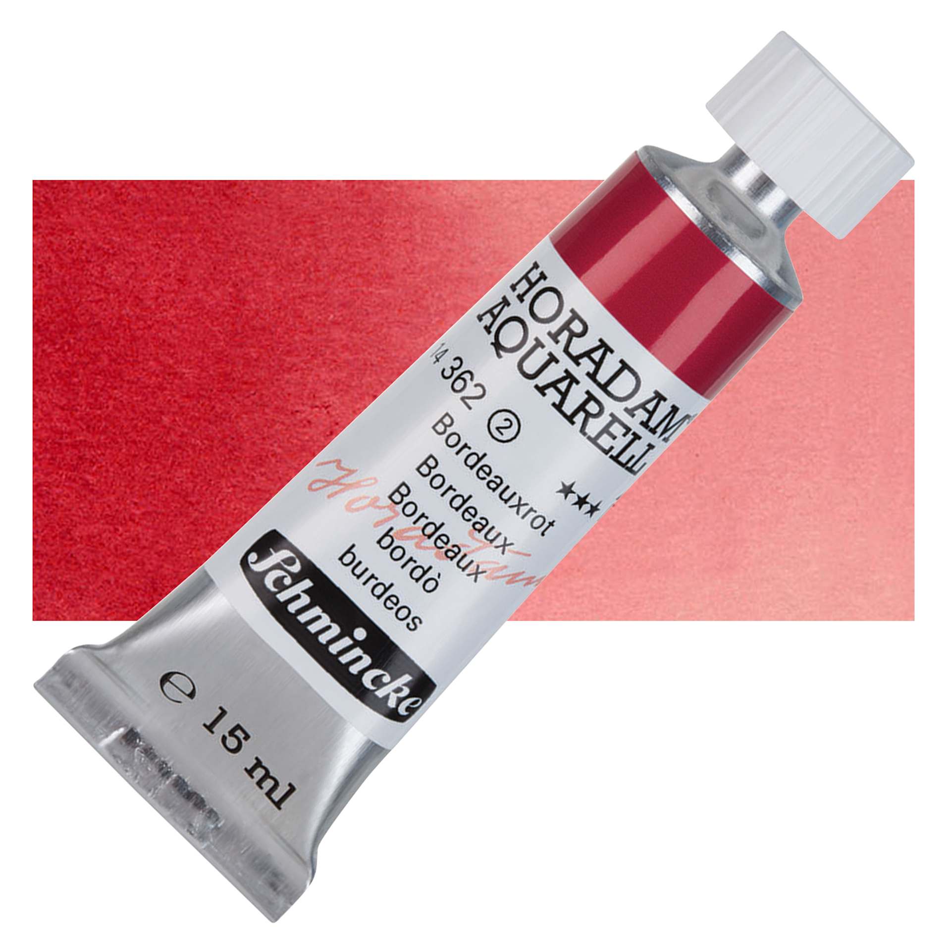 Schmincke Horadam Aquarell Artist Watercolor - Bordeaux, 15 ml tube and swatch