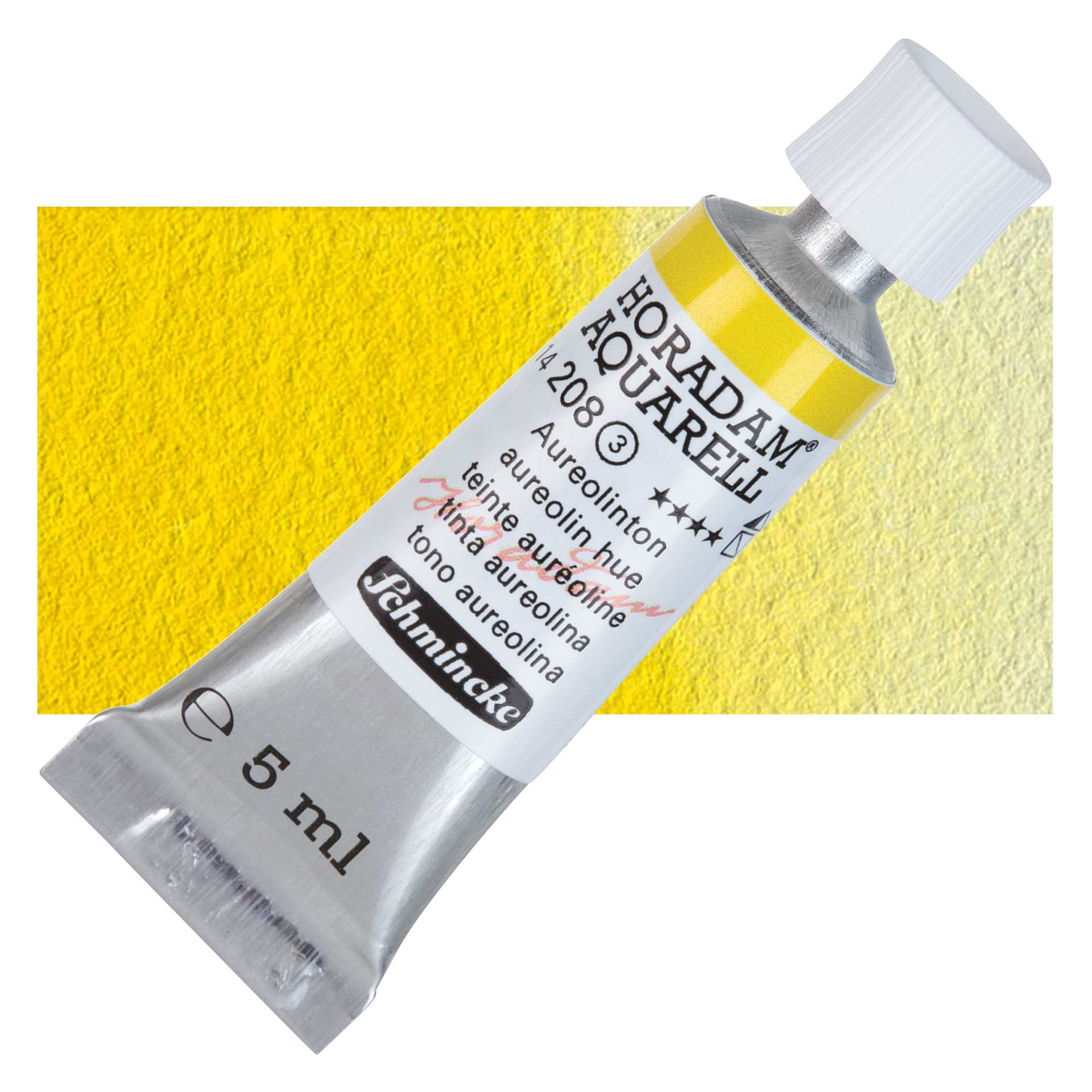 Schmincke Horadam Aquarell Artist Watercolor - Aureolin Hue, 5 ml tube and swatch